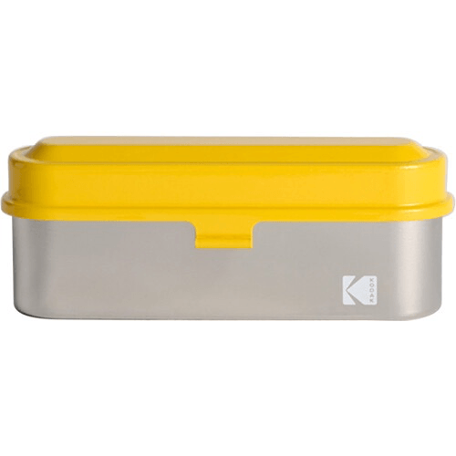 Kodak Steel 135mm Film Case - Yellow Lid & Silver Body | Waterproof & Durable Film Storage for Photographers | Perfect for Travel, Outdoor & Studio Use