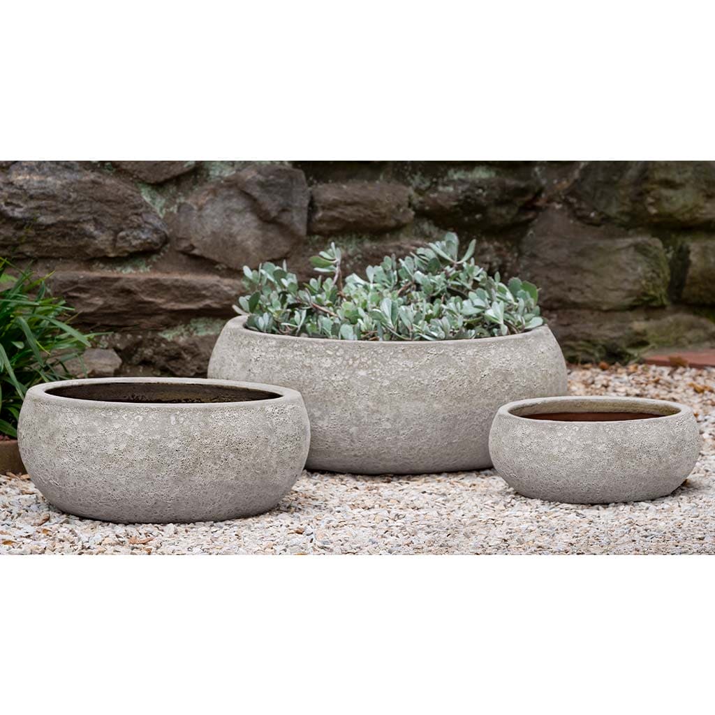 Campania International Zaha Planter Set of 3 - Angkor Light Grey Modern Flower Pots for Indoor & Outdoor Garden Decor | Perfect for Home, Patio, and Office Plants