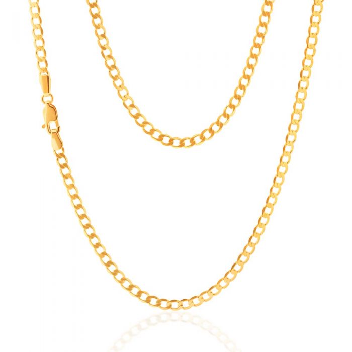 9ct Yellow Gold 45cm Curb Chain Necklace for Women - Elegant Layering Jewelry for Everyday Wear & Special Occasions