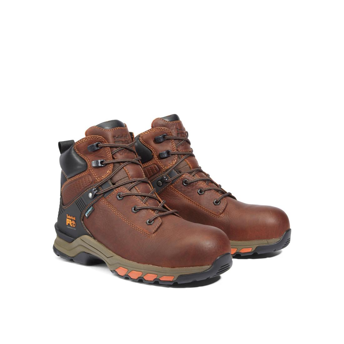 Hypercharge 6 Inch Composite Toe Waterproof Work Boots for Men - Brown Safety Shoes for Construction, Warehouse & Outdoor Work