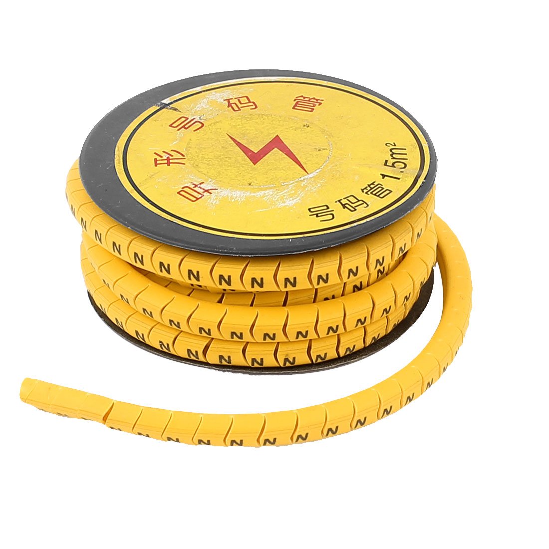 Flexible PVC Electrical Boxes & Conduit Fittings - 1.5mm² Wire Cable Markers with Number N Print - Yellow Label Electrical Boxes for Home Wiring, Industrial Electrical Projects & DIY Installations