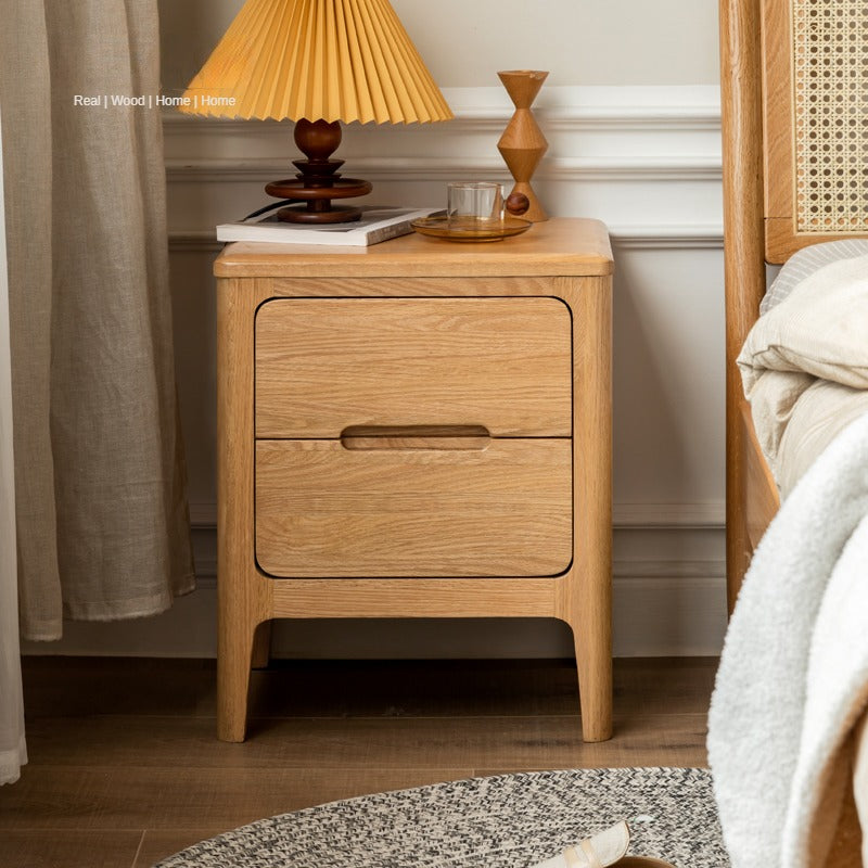 Solid Oak Wood Nightstand - Sturdy Bedside Table with Drawer for Bedroom, Living Room, or Guest Room - Perfect for Storage and Decor