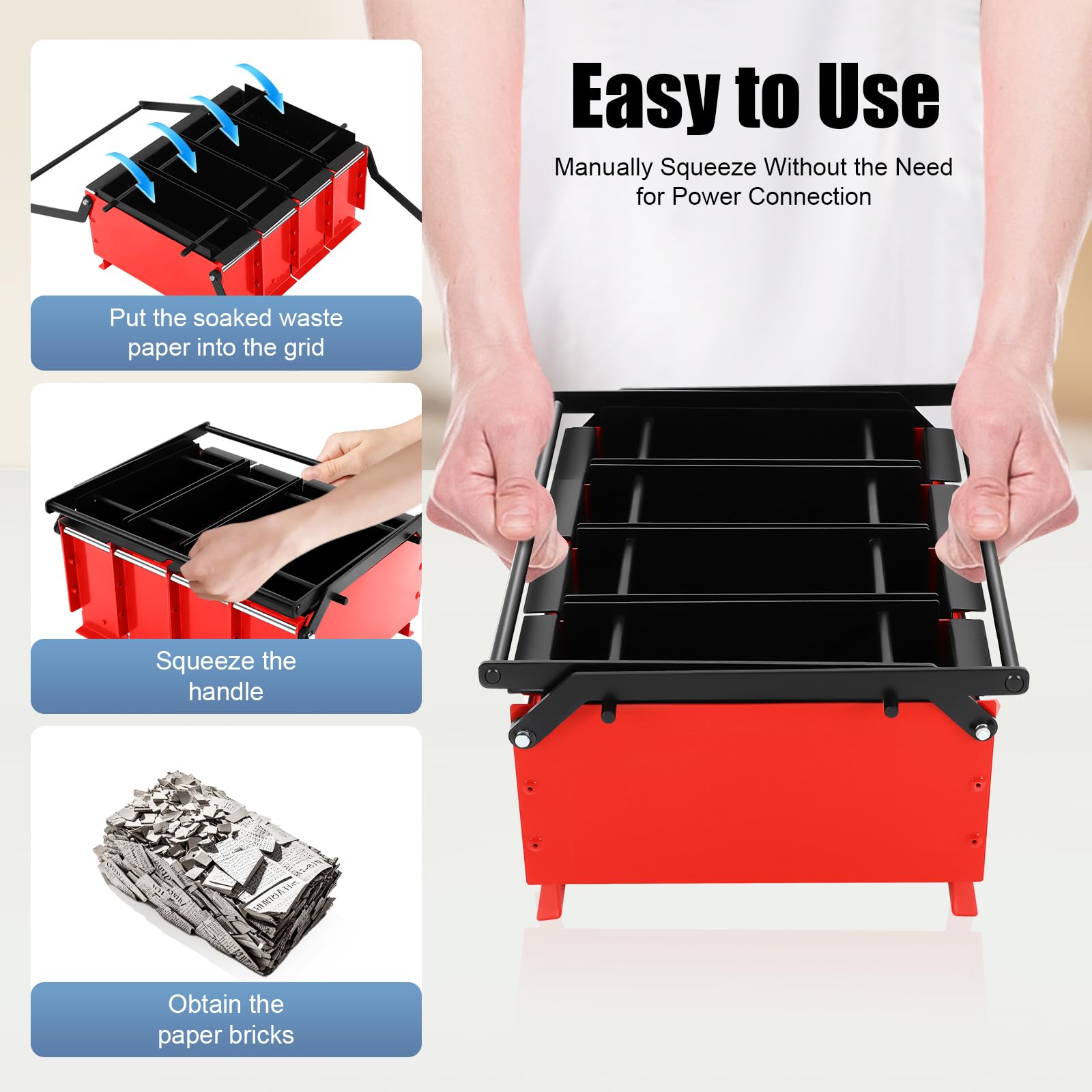 Heavy Duty Brick Press Machine - Steel Paper Log Briquette Maker for Fireplace, Indoor & Outdoor Use | DIY Fire Brick Press Tool for Home, Garden, Camping, and Emergency Preparedness