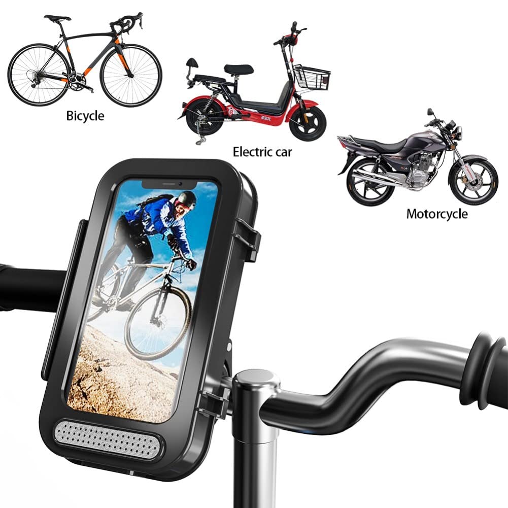 Waterproof Motorcycle Phone Mount - 360° Rotatable Smartphone Holder with Touch Screen for iPhone & Android - Perfect for Riding, Commuting & Outdoor Adventures (Black)