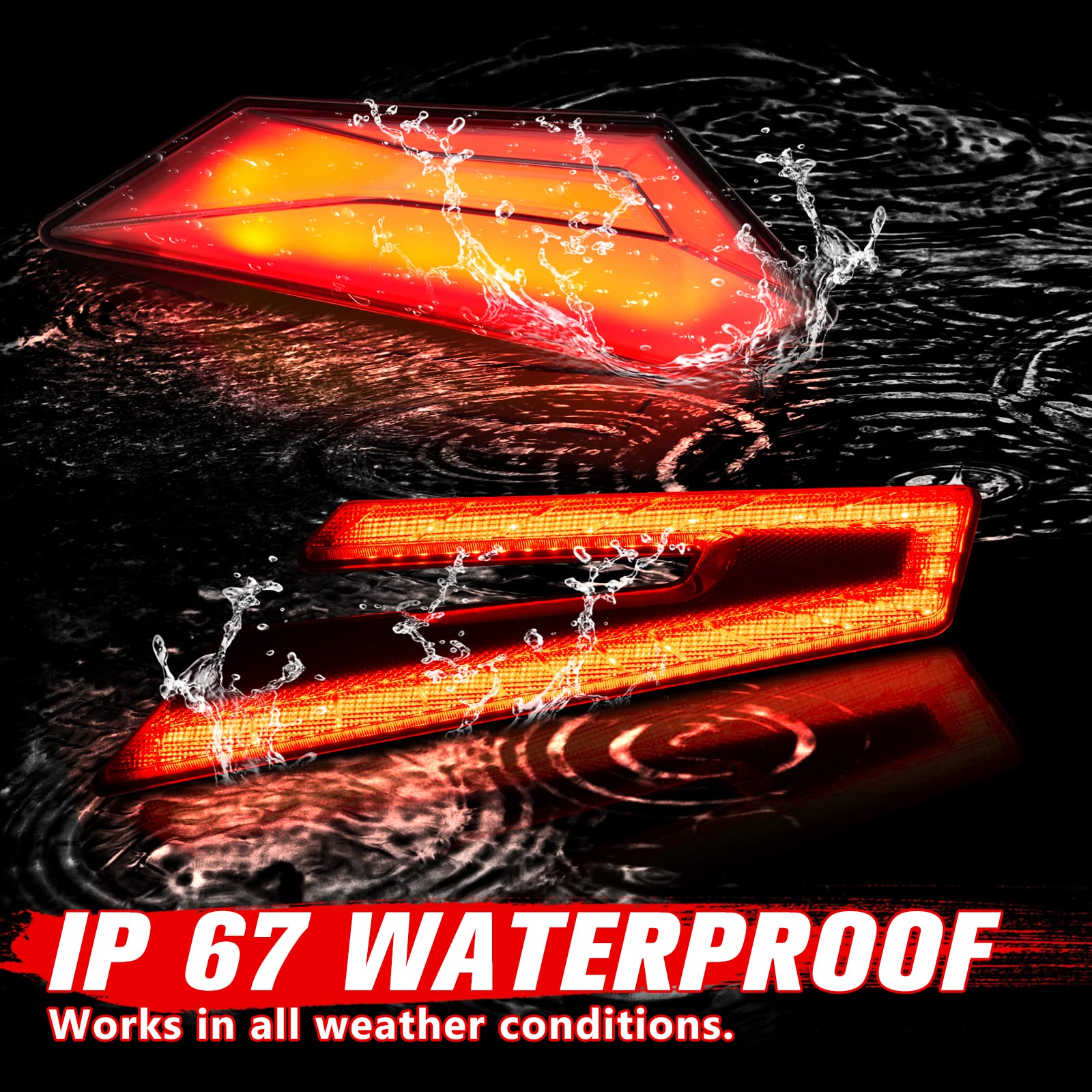 Polaris RZR PRO XP/XP4 & PRO R LED Tail Lights & Rear Side Marker Lights Kit - Smoked Brake Stop Signal Position Lamps (2020-2024 Models) - Perfect for Off-Roading, Night Driving & Enhanced Vehicle Visibility - Set of 2