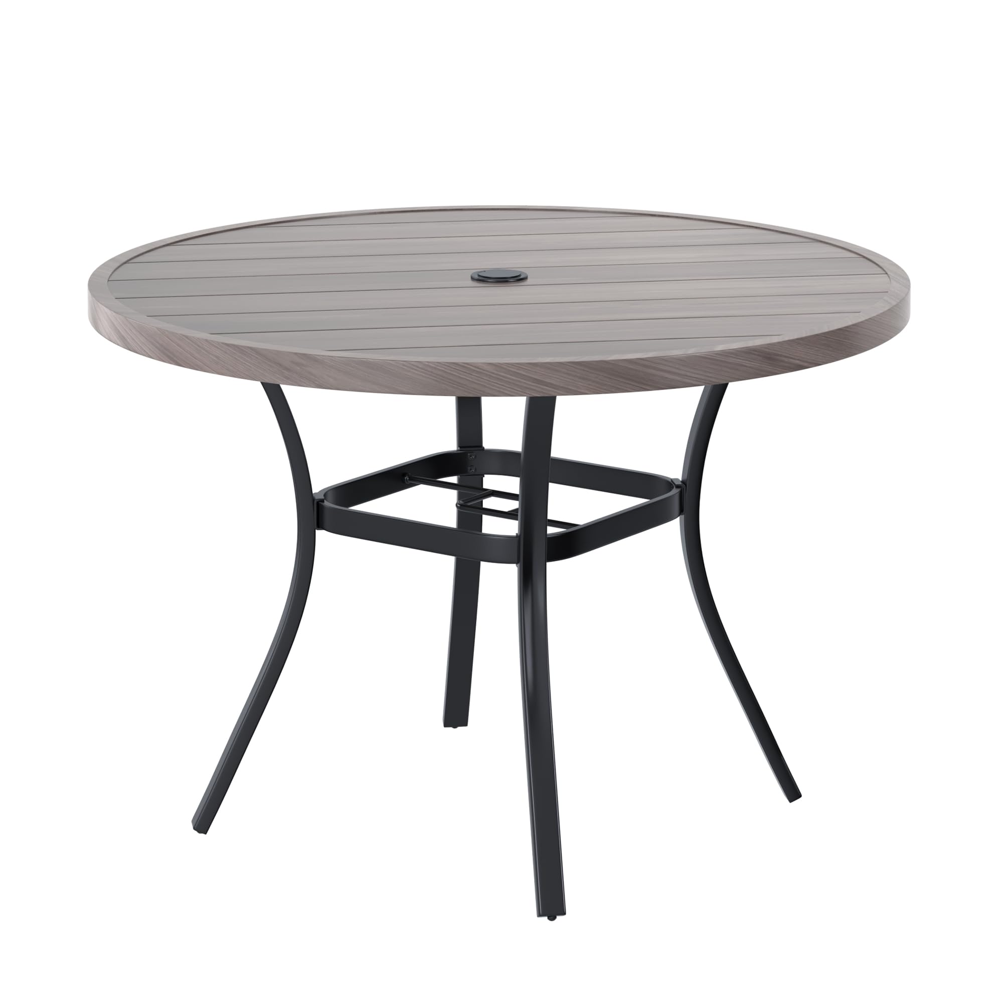 VICLLAX 41 Inch Round Outdoor Dining Table with Umbrella Hole - Weather-Resistant Metal Patio Table for Garden, Lawn, Balcony, Deck (Grey) | Perfect for Backyard BBQs, Poolside Gatherings & Outdoor Entertaining