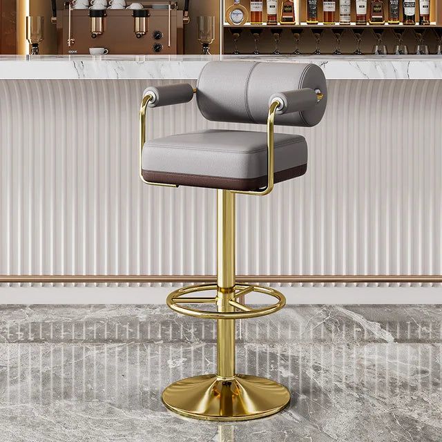 Modern Designer Bar Stool - Adjustable Height Kitchen Island Counter Chair with Backrest - Perfect for Dining, Entertaining & Home Decor