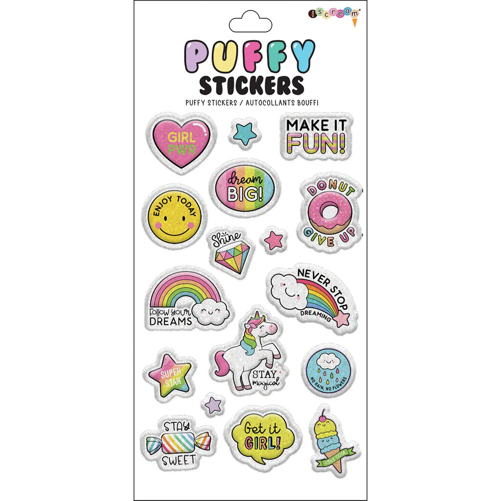 Iscream Puffy Stickers - Fun 3D Puffy Stickers for Kids, DIY Scrapbooking, Journaling, and School Projects - Perfect for Arts and Crafts, Bullet Journals, and Party Favors