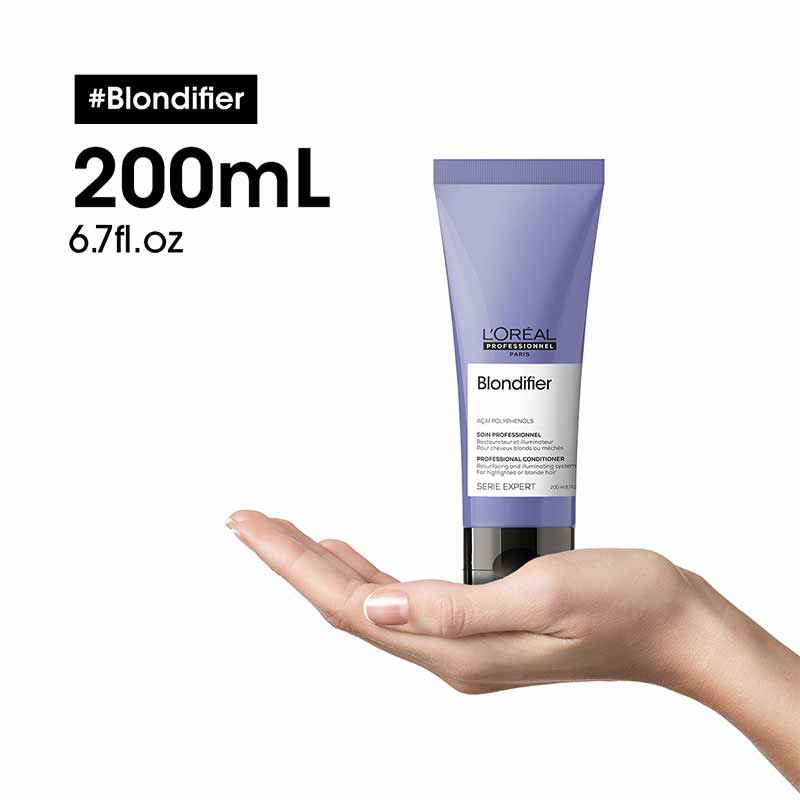 L'Oréal Professionnel Blondifier Conditioner for Blonde Hair - Brightening & Toning Purple Shampoo - Salon Quality Hair Care for Color-Treated Blonde Hair - Perfect for Daily Use & Maintaining Blonde Highlights at Home