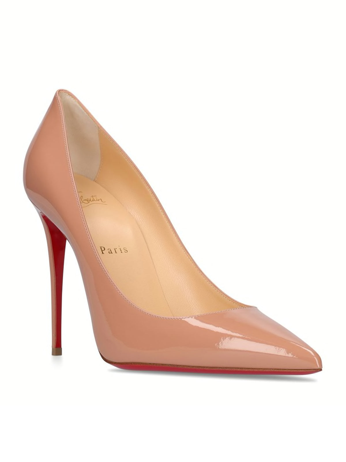 Christian Louboutin Kate 100 Patent Leather Pumps in Nude Blush - Women's Luxury High Heels for Weddings, Parties & Special Occasions