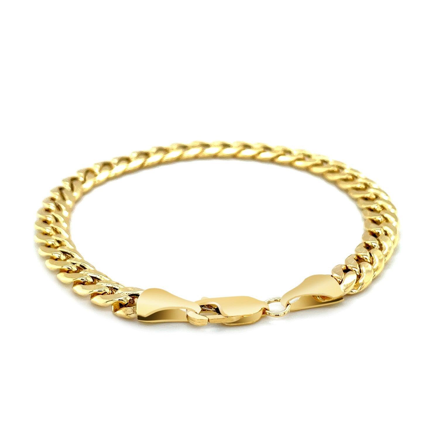 6.6mm 10k Yellow Gold Semi-Solid Miami Cuban Link Bracelet for Men - Durable Luxury Jewelry for Everyday Wear, Gifts & Special Occasions