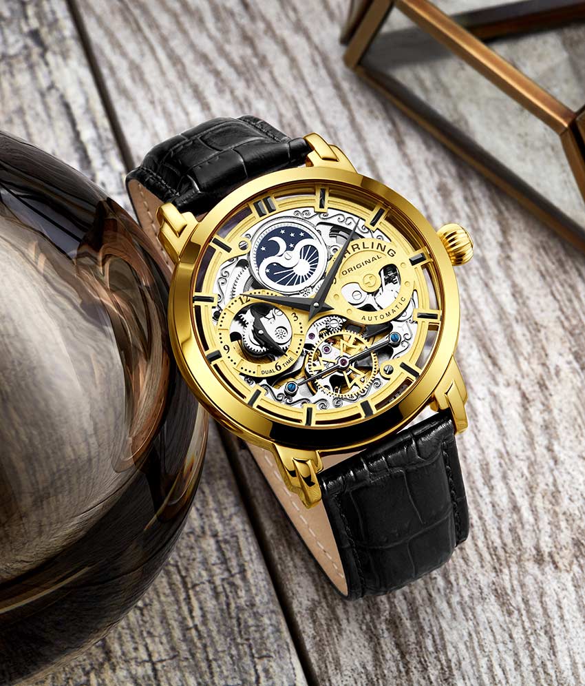 Anatol 3924 Automatic 47mm Skeleton Watch for Men - Luxury Stainless Steel Mechanical Timepiece - Perfect for Business, Formal Events & Daily Wear