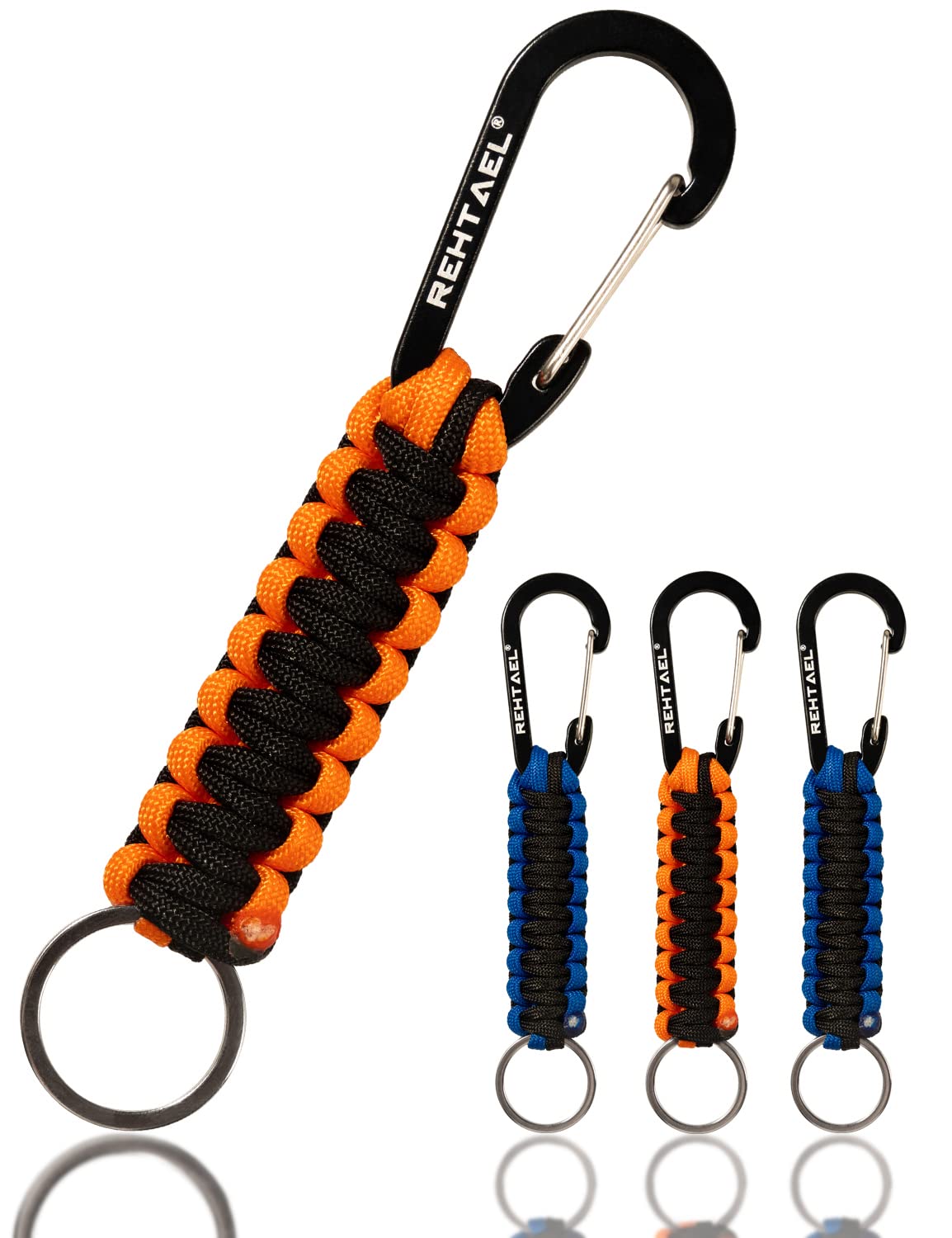 Military Braided Paracord Keychain with Carabiner Clip - Durable Survival Key Ring for Keys, Camping, Hiking & Outdoor Adventures (Perfect Gift for Men & Women)