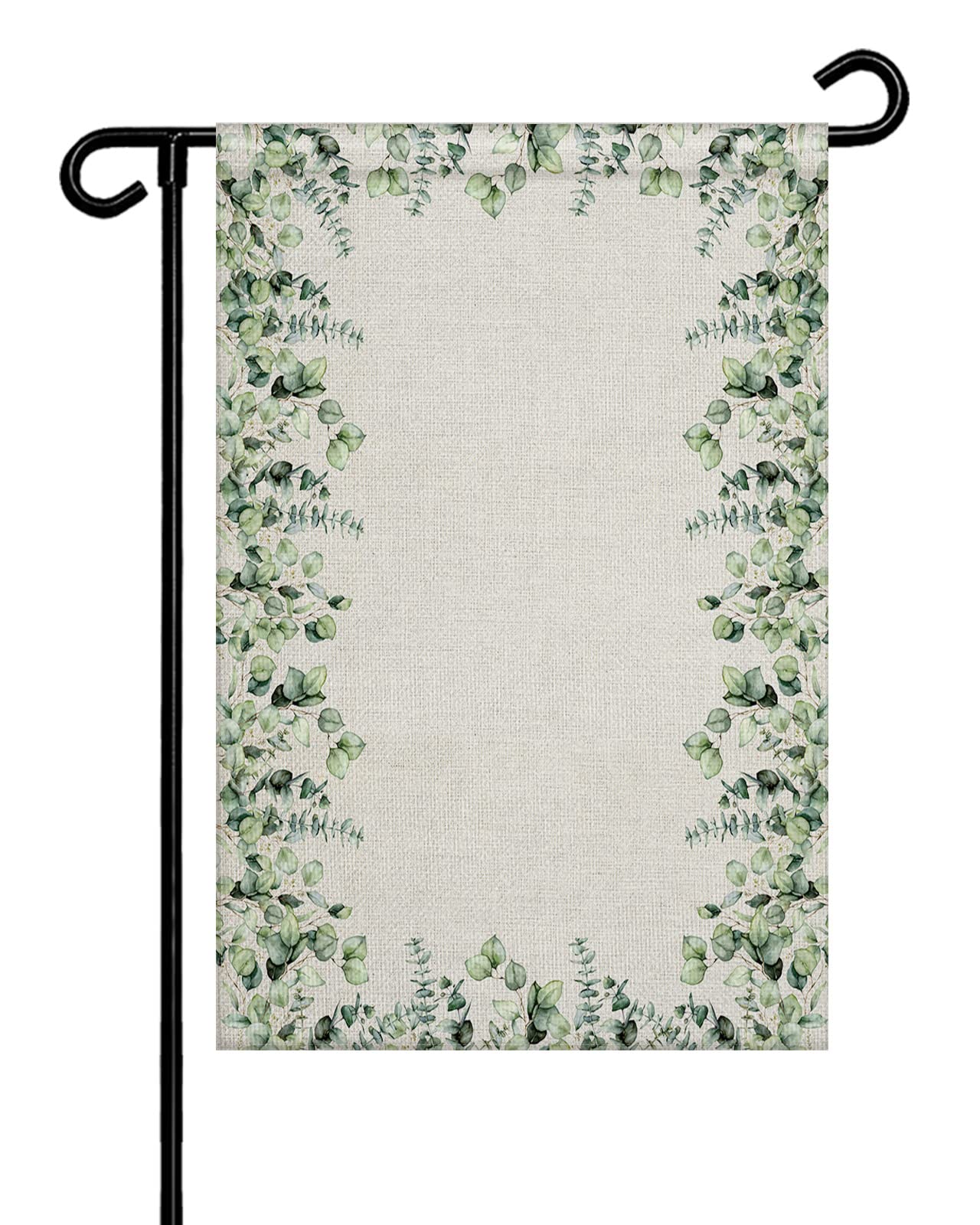 Double Sided Burlap Garden Flag - Spring Floral & Tropical Plants Design, Rustic Green Botanical Welcome Banner (28