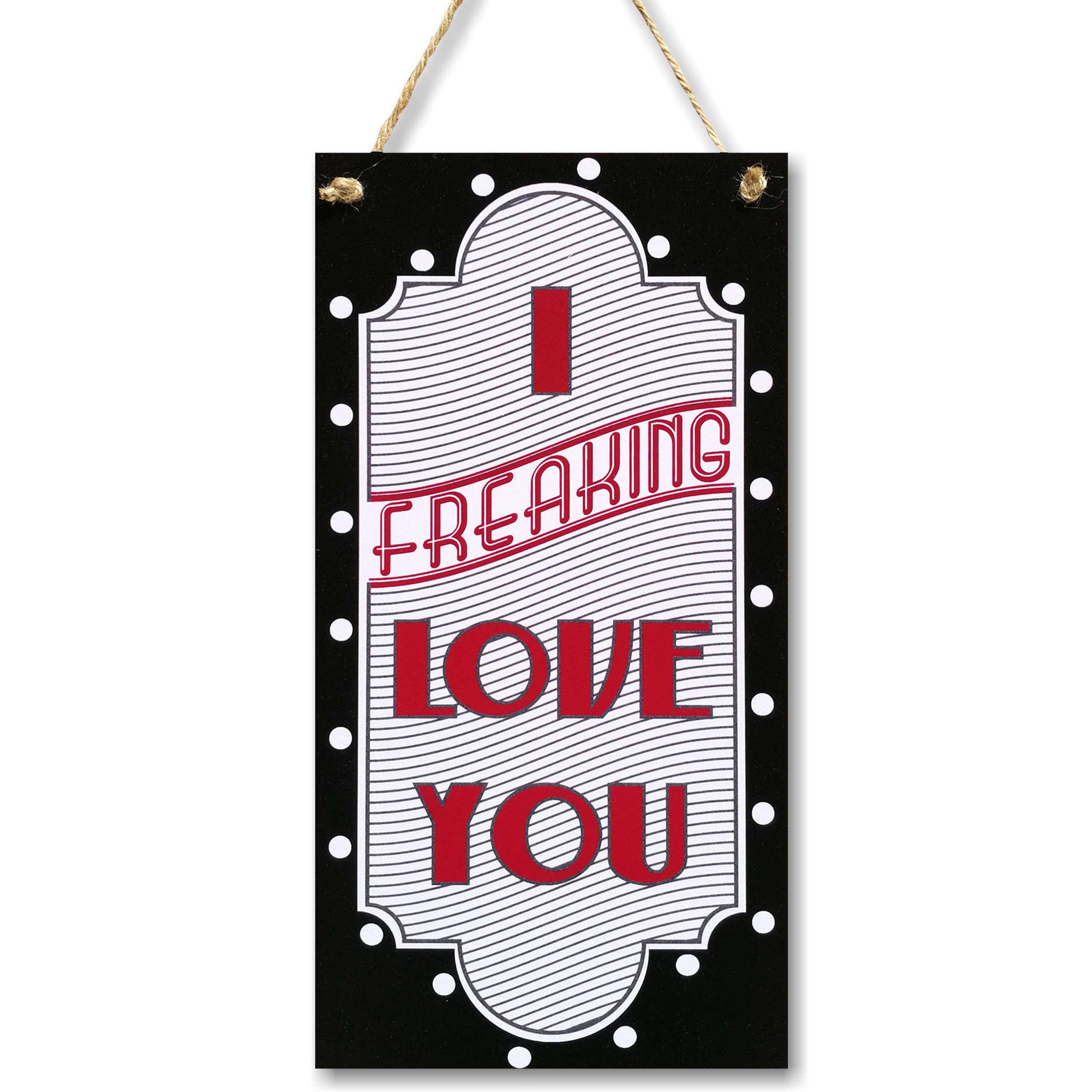 CARISPIBET 'I Freaking Love You' Wooden Wall Sign - 12x6 Inch Funny Home Decor Plaque for Bedroom, Living Room & Office - Romantic & Humorous Gift for Couples, Valentine's Day & Anniversaries