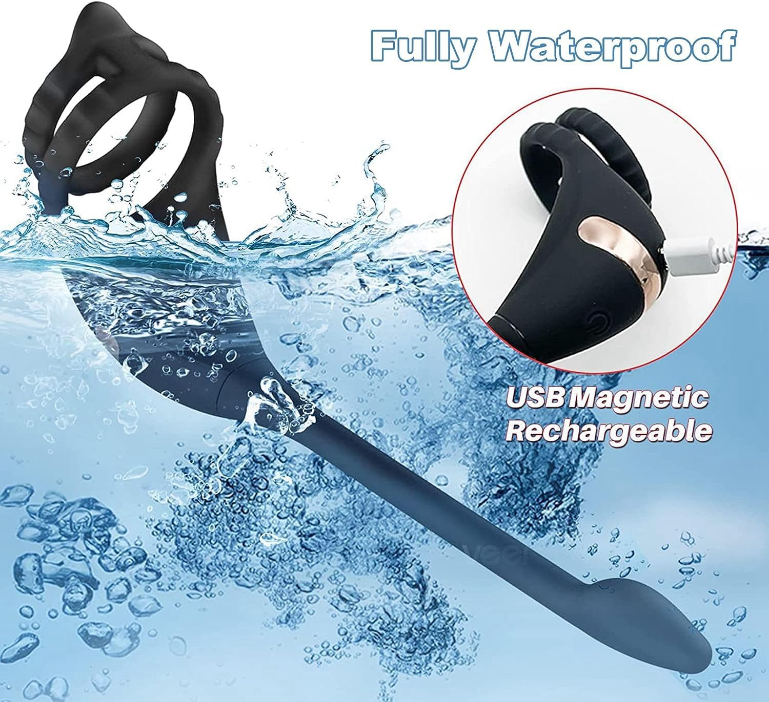 Feelip 3-in-1 Anal Plug Vibrating Cock Ring - Prostate Massager & Dildo with 9 Vibration Modes for Men - Adult Sex Toys for Couples Play, Solo Pleasure & BDSM Exploration