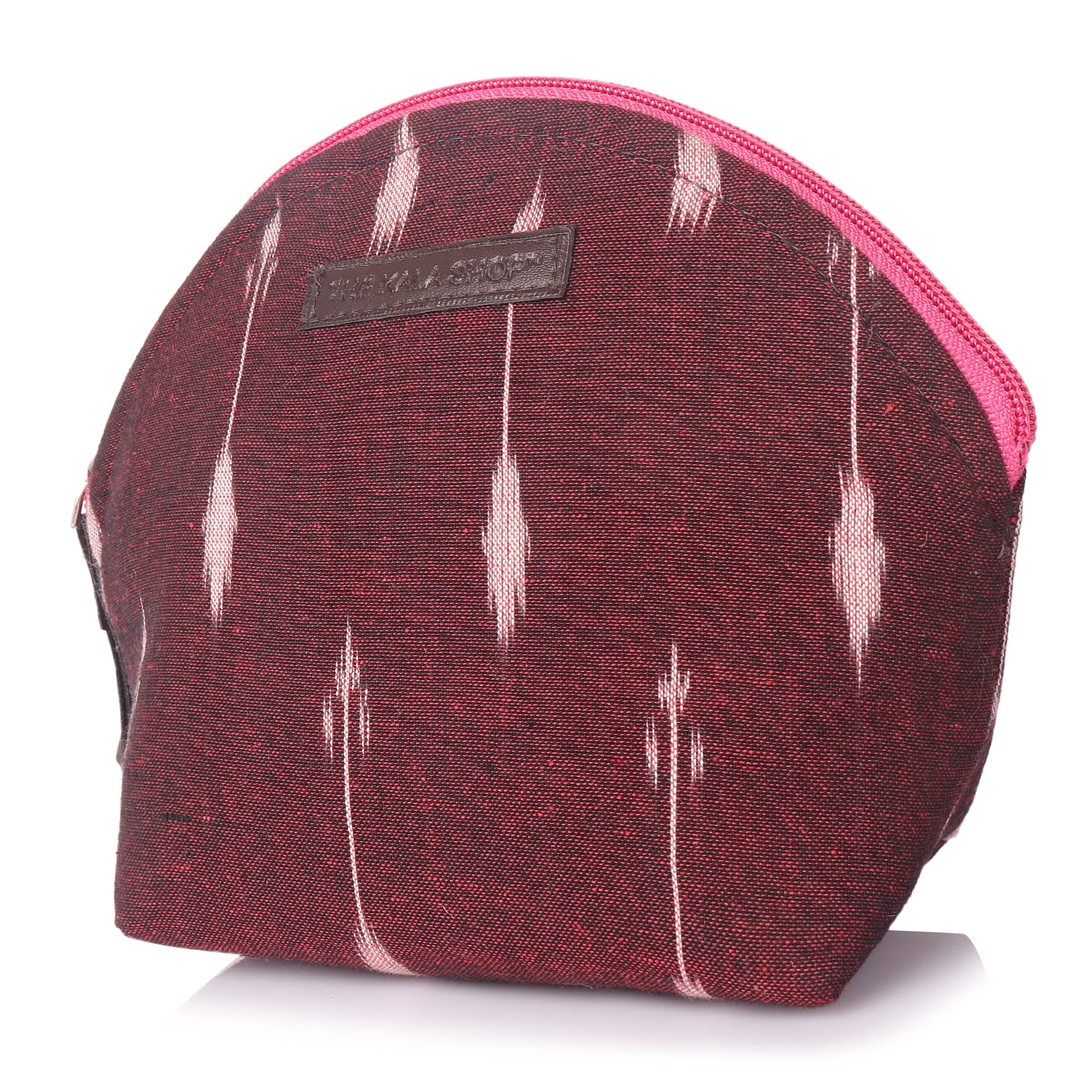 Stylish Brown Ikat Fabric Makeup Bag - Waterproof Cosmetic Organizer for Travel, Gym & Everyday Use | Trendy Boho Design Makeup Pouch for Women & Teens