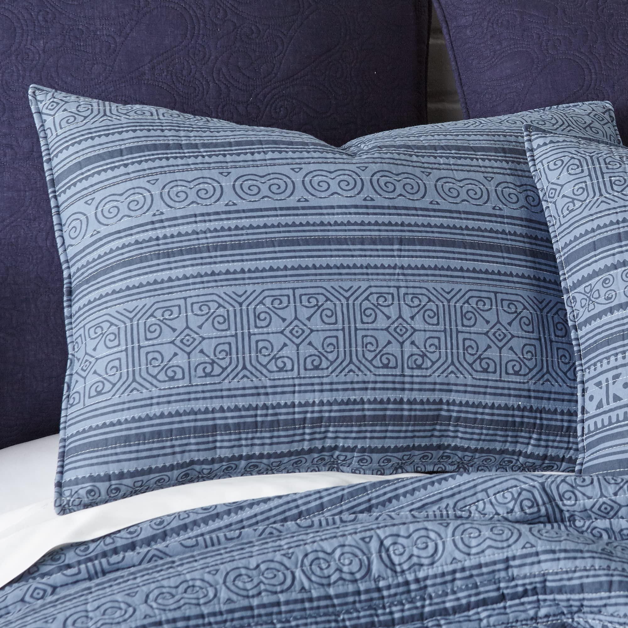 Levtex Home Tolteca Indigo King Quilt Set - 100% Cotton Geometric Bedding for King Size Beds | Perfect for Modern & Bohemian Bedroom Decor