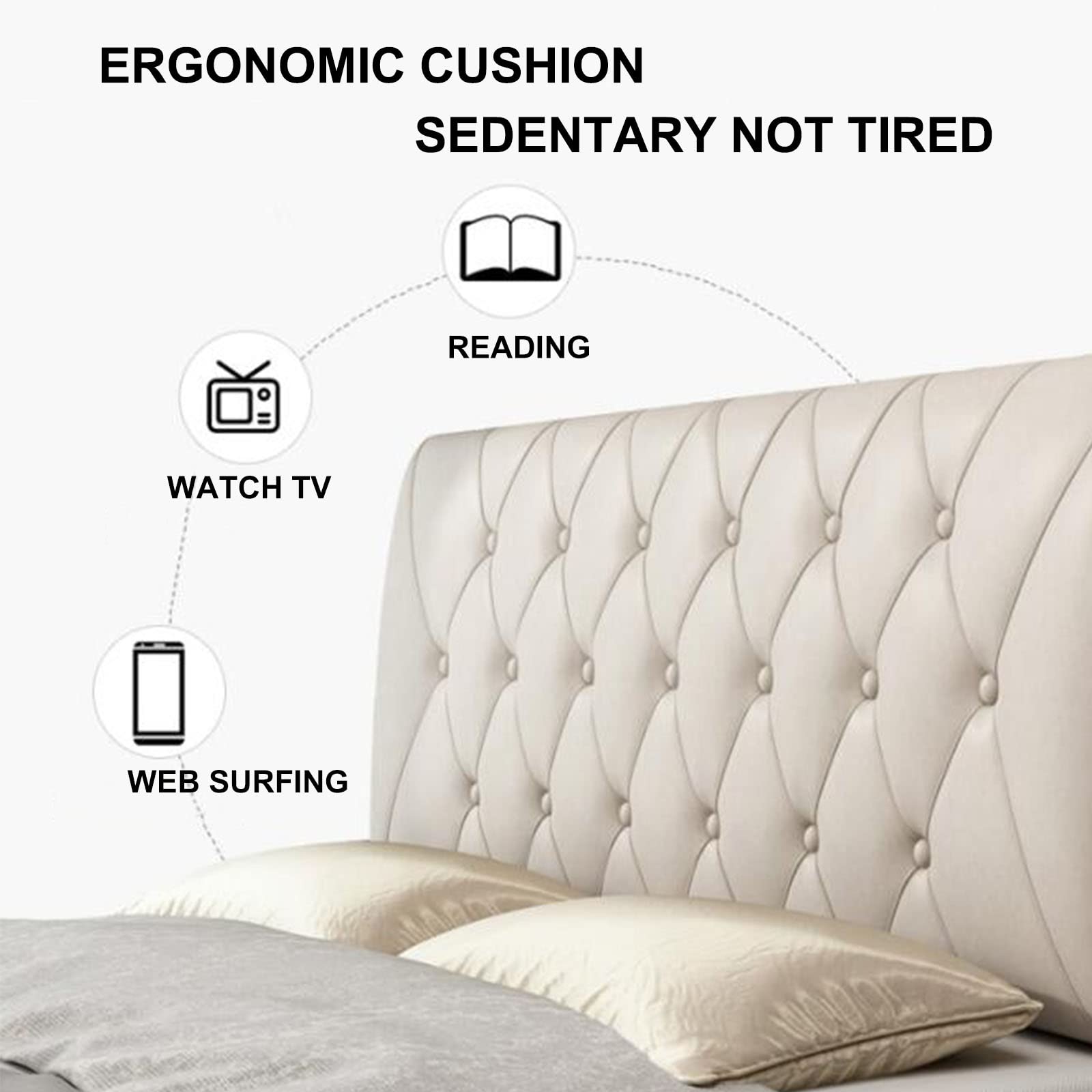 King Size Upholstered Headboard with Tufted Buttons - 35.4