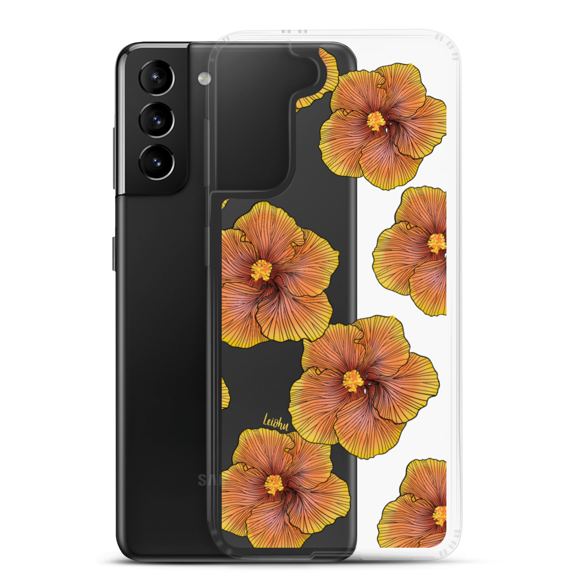 Sunrise Hibiscus Clear Phone Case for Samsung Galaxy - Slim Protective Cover for Everyday Use & Style