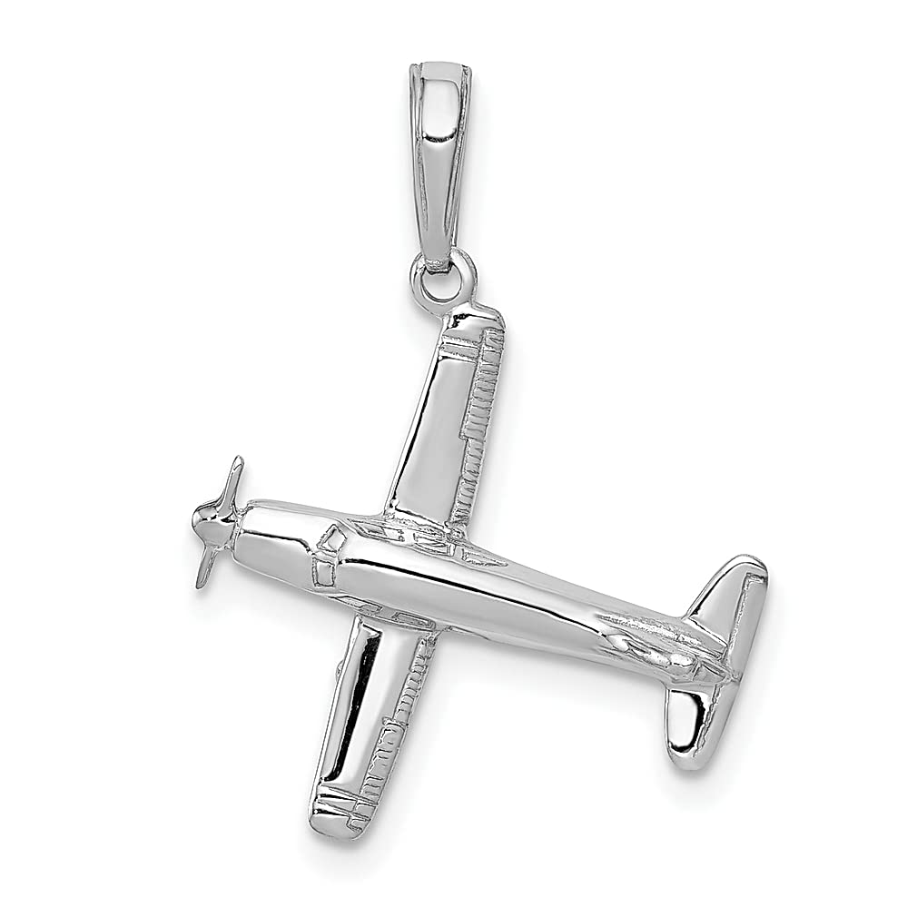 14K White Gold 3D Low Wing Airplane Pendant Necklace - Elegant Travel Inspired Jewelry for Women, Perfect Gift for Flight Attendants, Aviation Enthusiasts & Frequent Travelers - Ideal for Birthdays, Anniversaries & Graduation Gifts