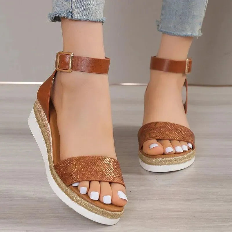 Women's Comfortable Ankle Strap Wedge Sandals - Summer Casual Shoes for Beach, Party & Outdoor Walking