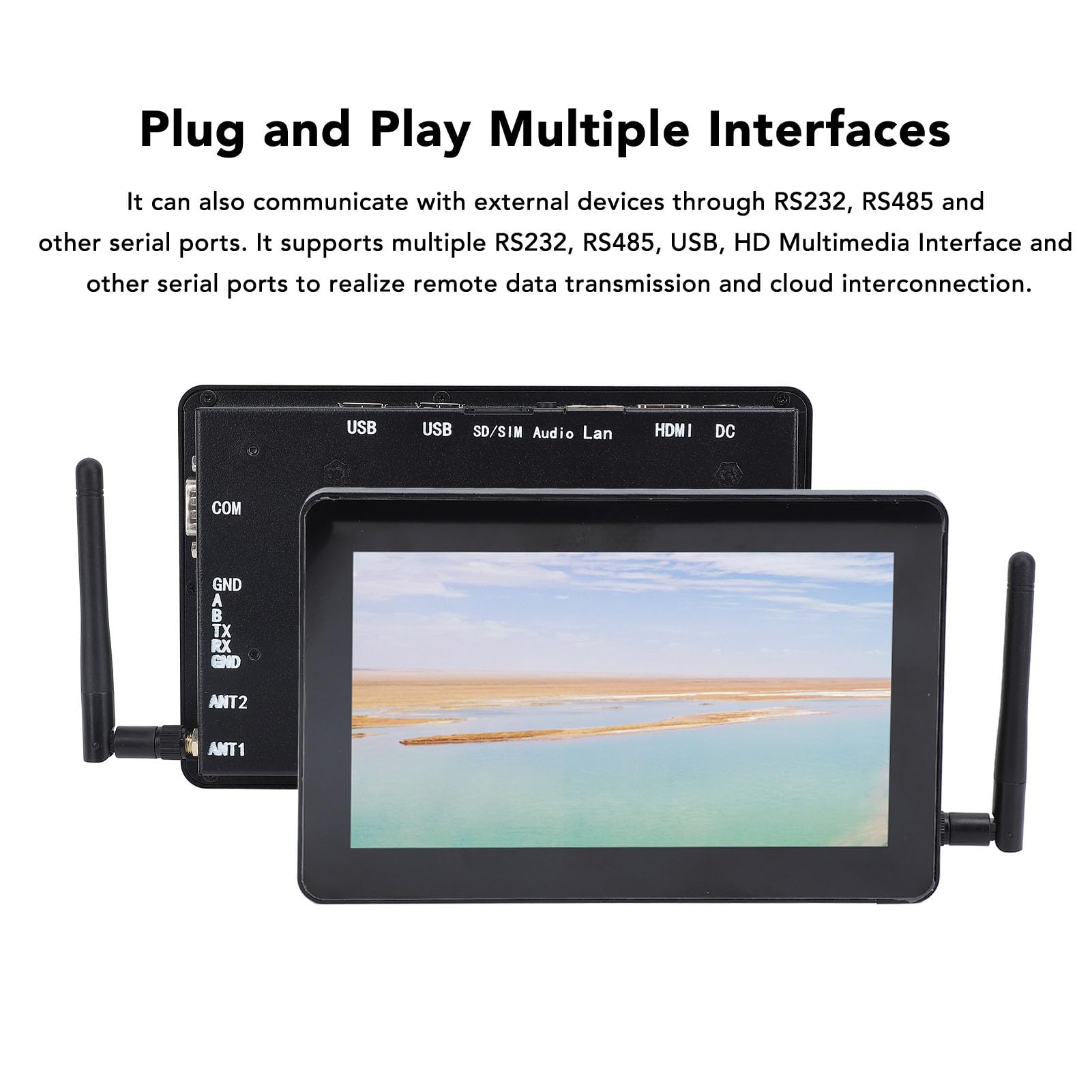 ASixxSix 7 Inch Capacitive Touch Screen Monitor - 1024x600 HD Resolution, Android 7.1.1 OS, WiFi & HDMI Connectivity, USB-Powered Industrial Panel PC with Antenna - Perfect for Digital Signage, Kiosk Systems, Factory Automation, and Smart Home Control (UK Version)