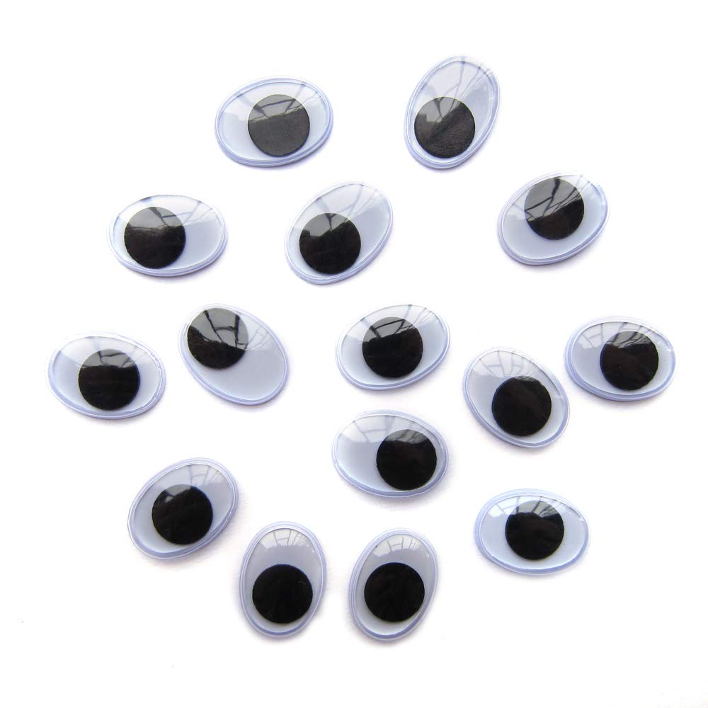 Riverbyland 100 PCS Self-Adhesive Oval Wiggle Eyes for DIY Crafts, Scrapbooking & School Projects - 11x15mm Googly Eyes - Perfect for Puppets, Dolls, Art Projects & Classroom Decorations