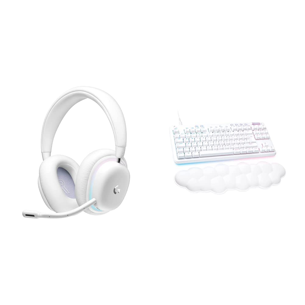 Logitech G735 Wireless Gaming Headset with Customizable LIGHTSYNC RGB & G713 Wired Mechanical Gaming Keyboard - White Mist Combo for PC, PS5, Xbox Series X - Perfect for Streaming & Competitive Gaming