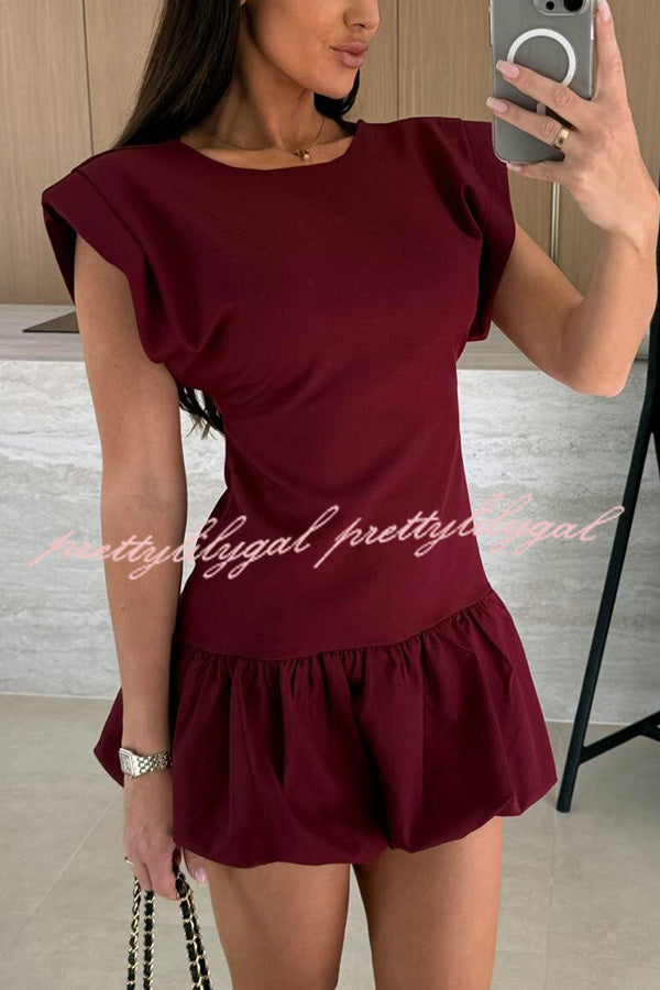 Solid Color Round Neck Sleeveless Ruffle Fitted Mini Dress - Women's Summer Casual Bodycon Dress for Party, Date Night & Beach Vacation