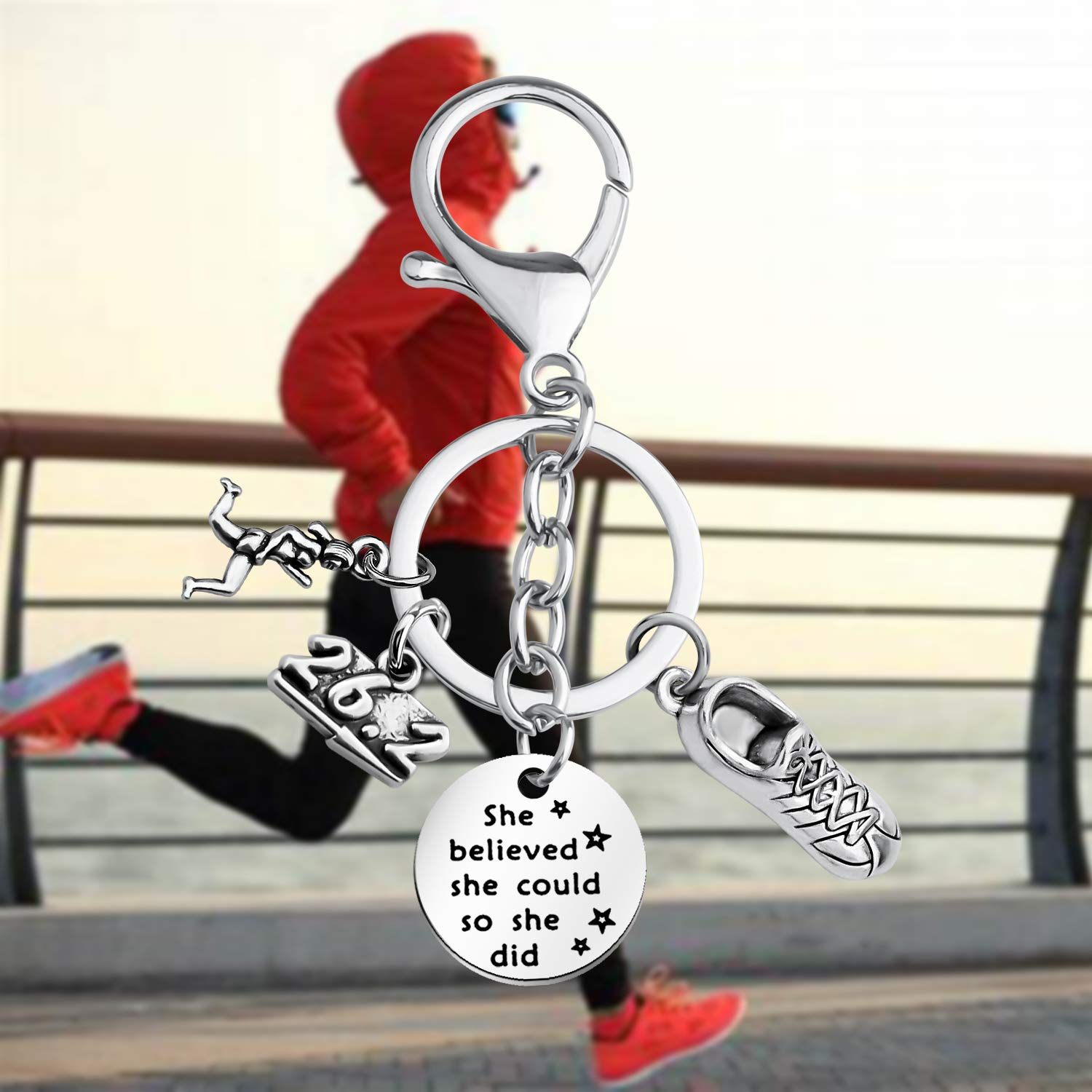 FUSTMW Runner Keychain - Marathon Jewelry Gift for Runners - Perfect for Race Day, Training Motivation & Finisher Rewards