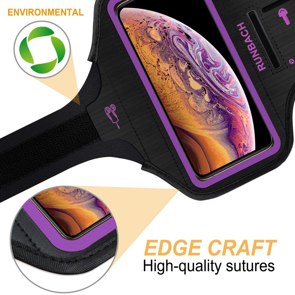 Sweatproof Running Armband for iPhone 16/16 Pro/15/15 Pro/14/14 Pro/13/13 Pro/12/12 Pro/11/XR - Lightweight Exercise Phone Holder with Card Slot (Purple) - Perfect for Jogging, Gym Workouts & Outdoor Activities