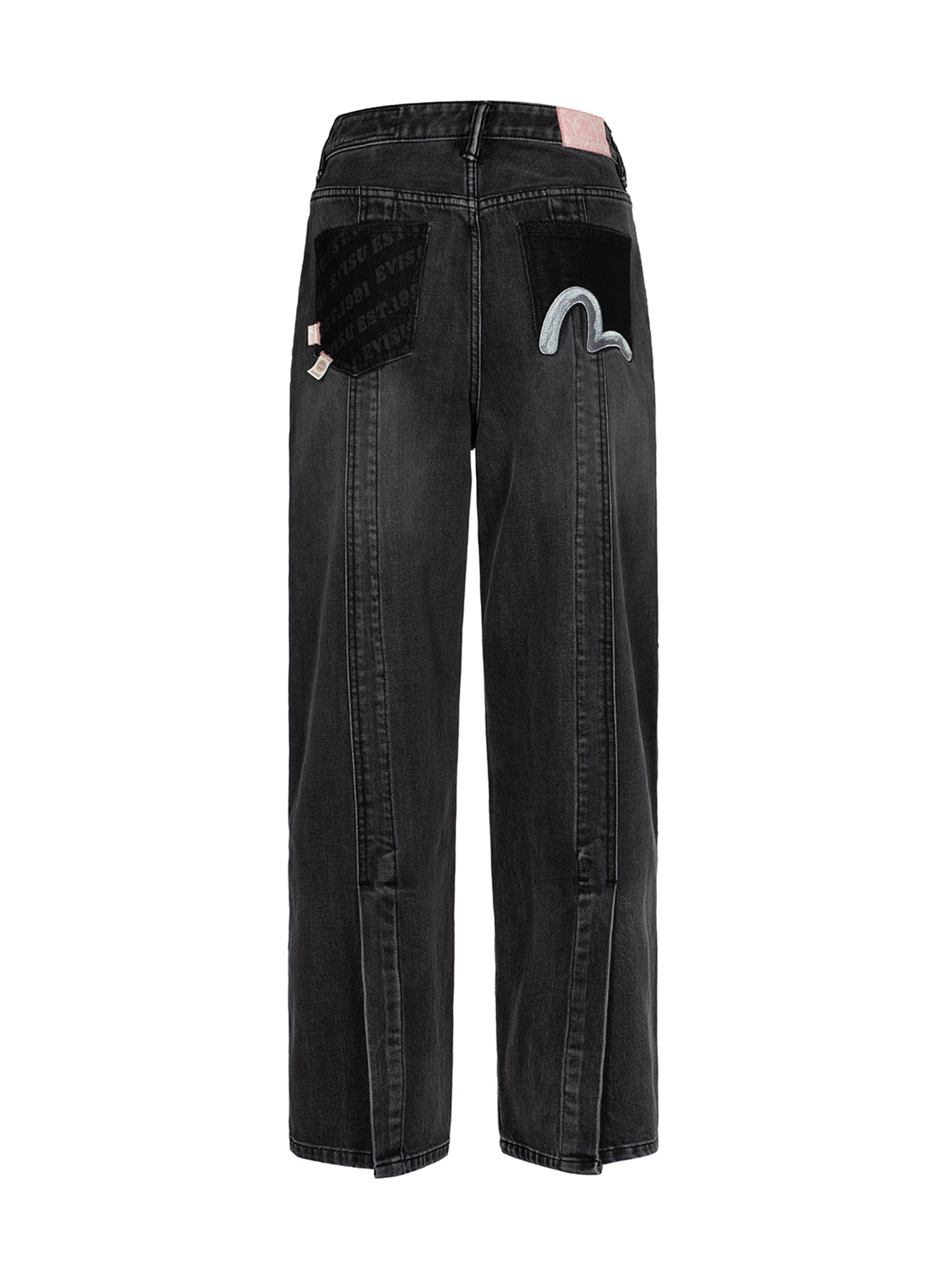 Custom Embroidered Seagull Logo Wide Leg Denim Jeans for Women - Stylish High Waist Pocket Jeans for Casual Wear & Street Fashion