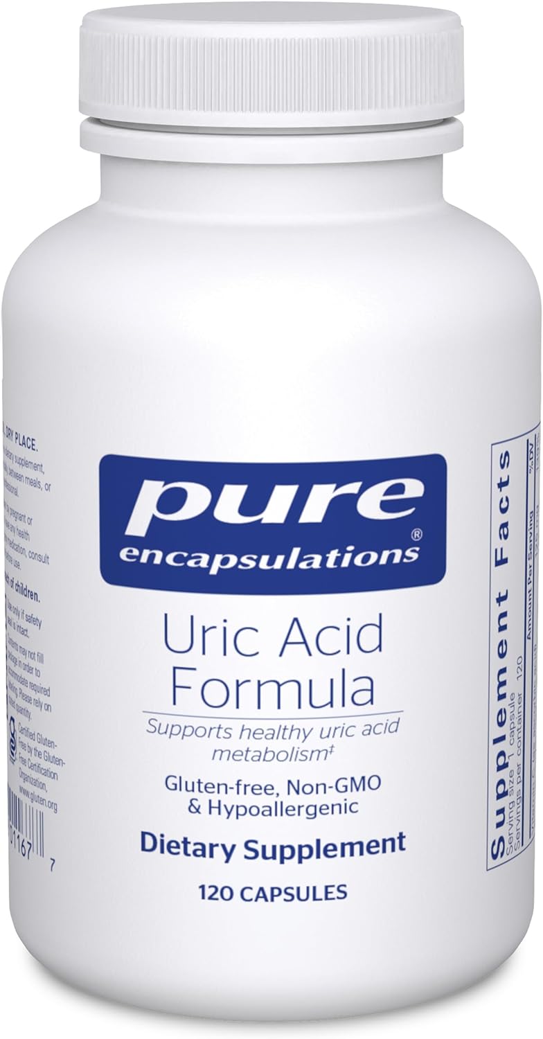 Pure Encapsulations Uric Acid Formula 120 Capsules - Supports Healthy Uric Acid Levels & Joint Comfort - Ideal for Gout Relief & Kidney Health Maintenance
