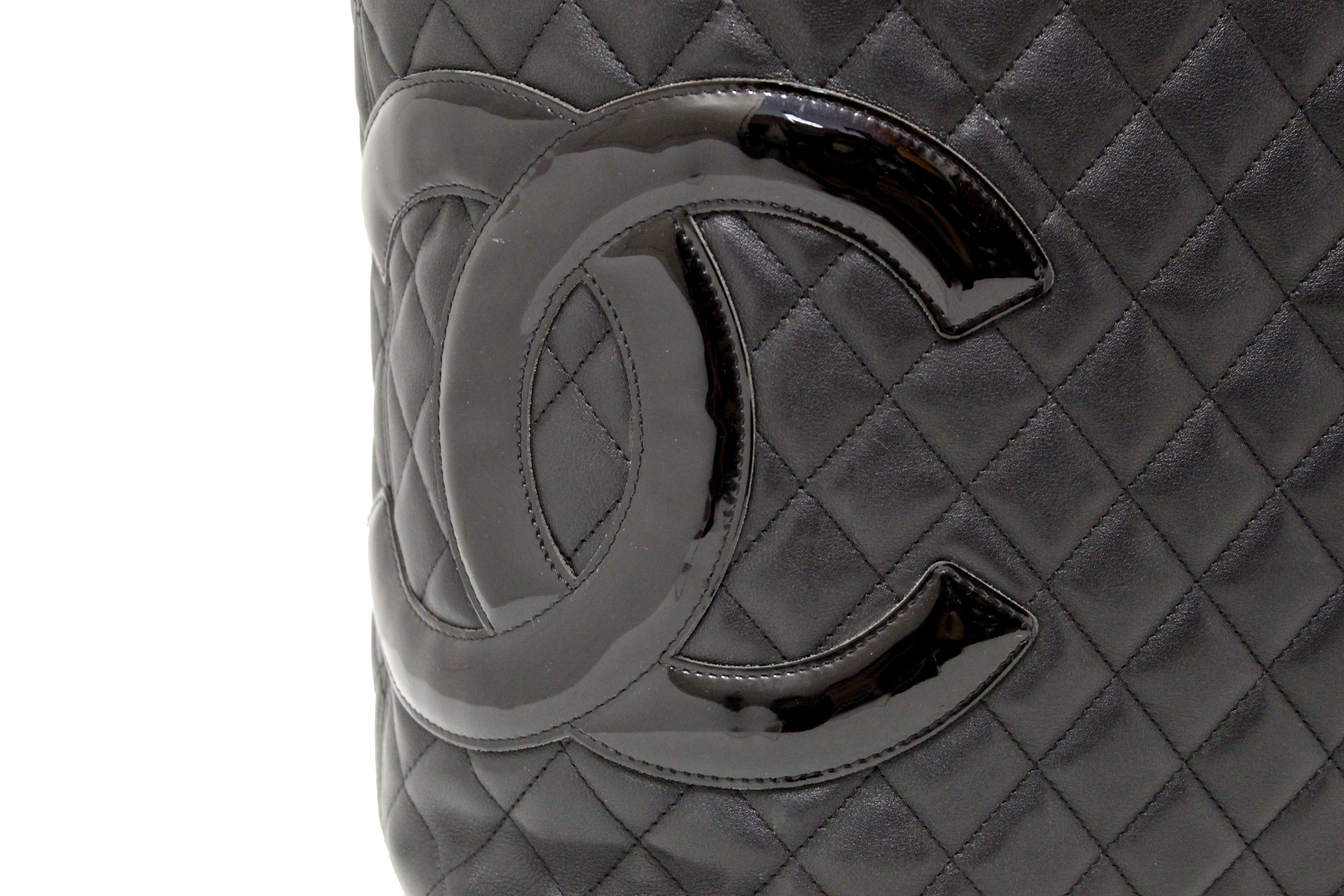 Authentic Chanel Black Quilted Calfskin Leather Large Cambon Tote Shoulder Bag for Women - Luxury Designer Handbag for Work, Travel & Everyday Use