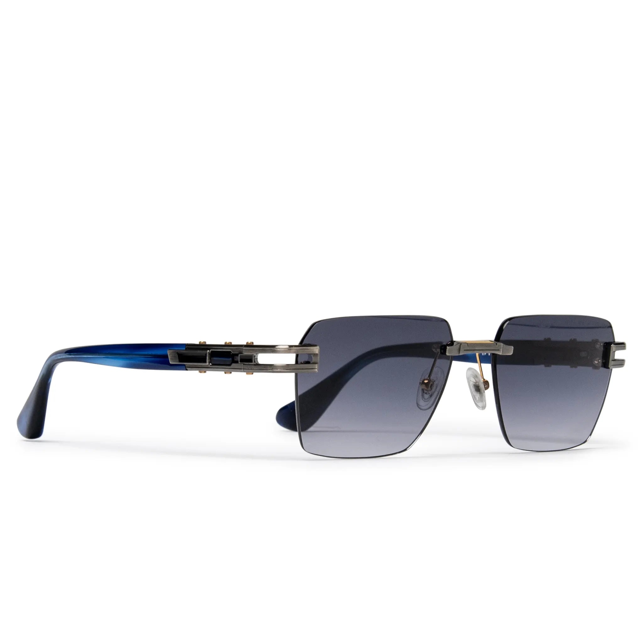 Vintage Dita Meta EVO DTS147 A02 Custom Antique Silver Blue Swirl Sunglasses - Premium Designer Shades for Fashion & Outdoor Activities