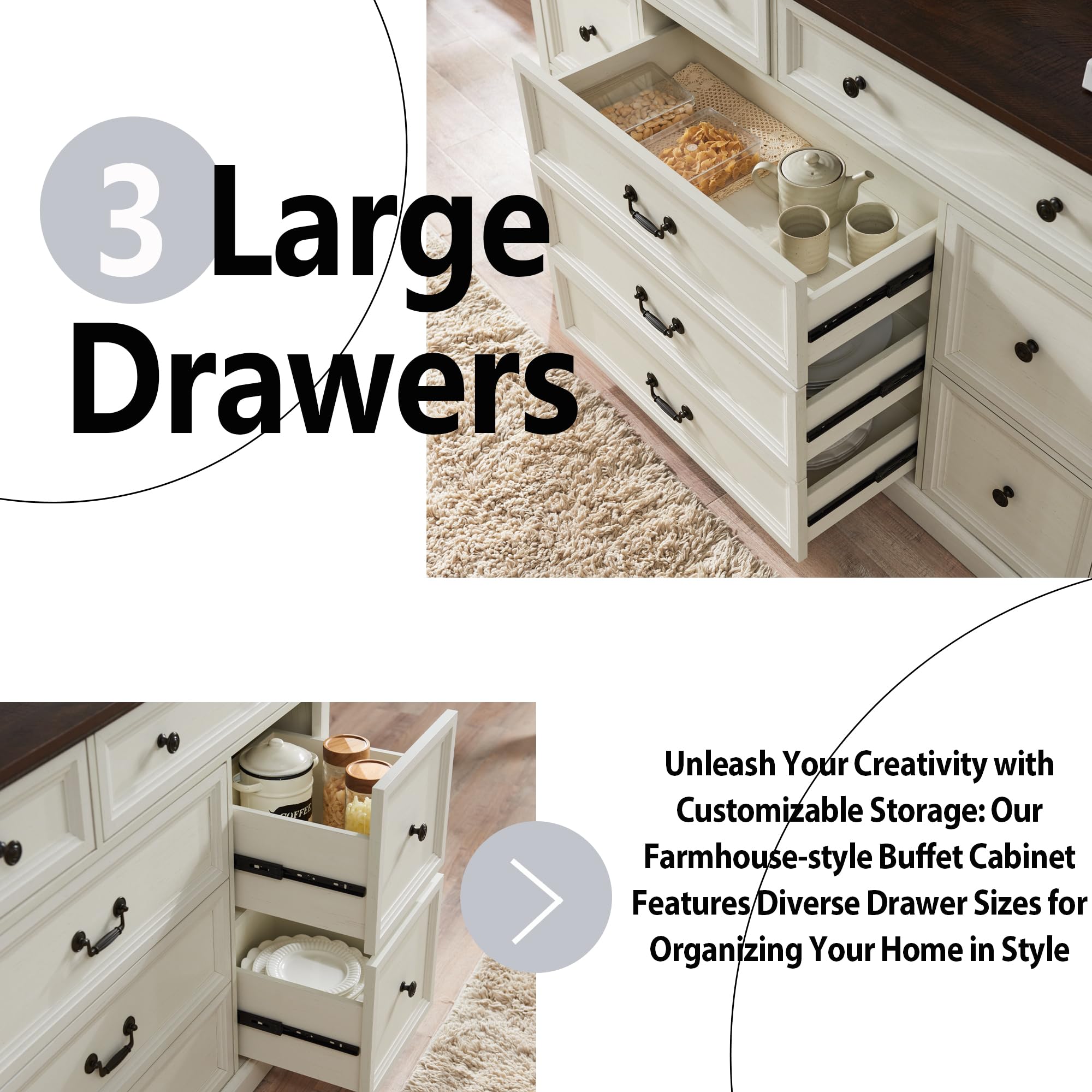 Rustic Farmhouse Buffet Cabinet - 60