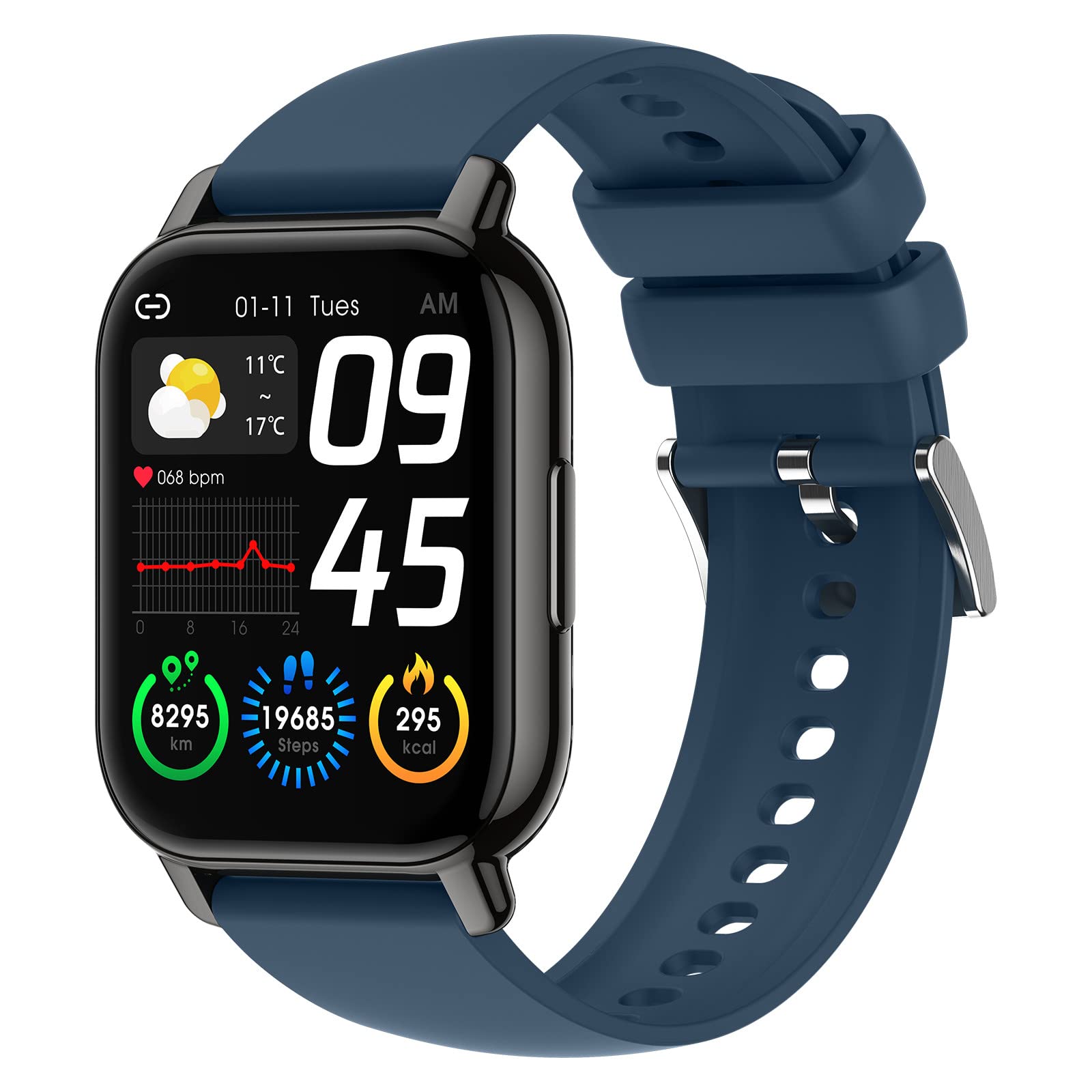Smart Fitness Watch with Heart Rate Monitor, Sleep Tracking, Step Counter - Waterproof Activity Tracker for Women & Men - Perfect for Running, Workouts & Daily Health Monitoring (Blue)