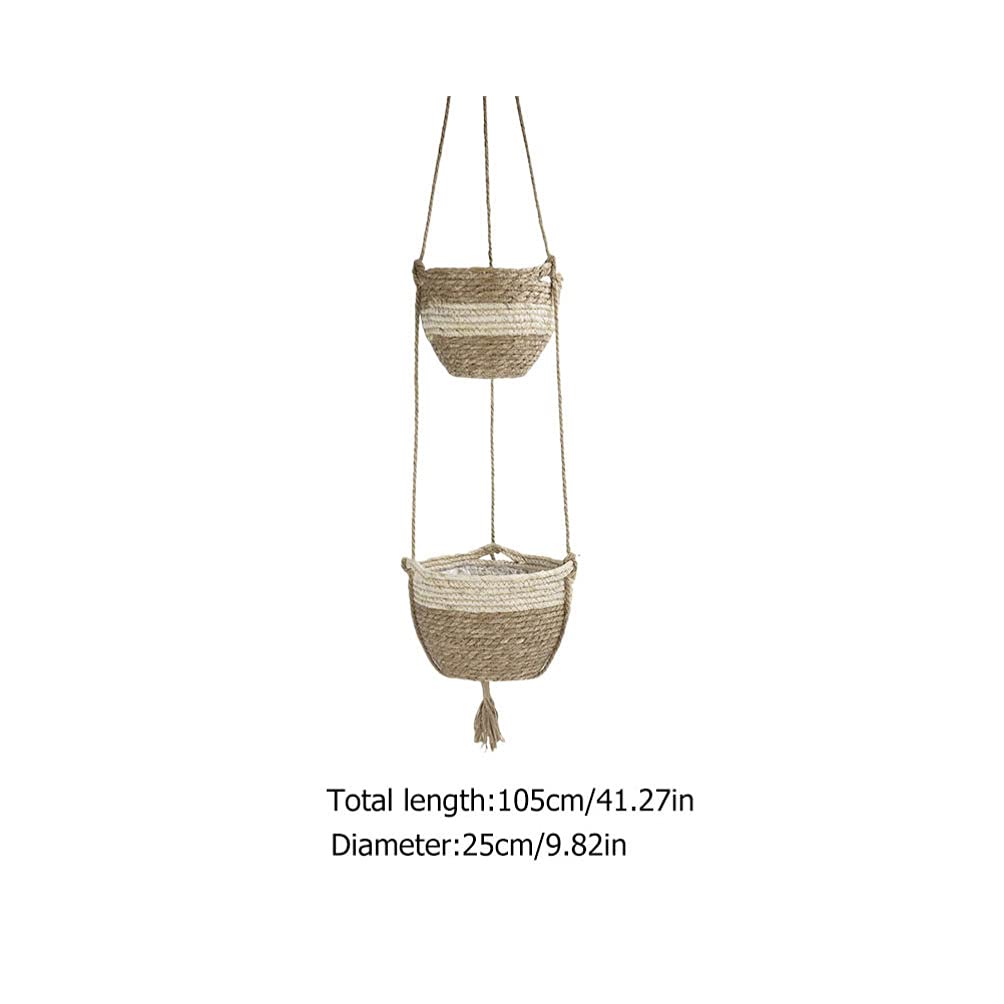 DOITOOL 1 Set Hanging Rattan Flower Pot - Foldable Woven Basket Planter for Chlorophytum, Wall Decor & Clothes Storage | Perfect for Indoor Plants, Home Organization & Small Space Gardening