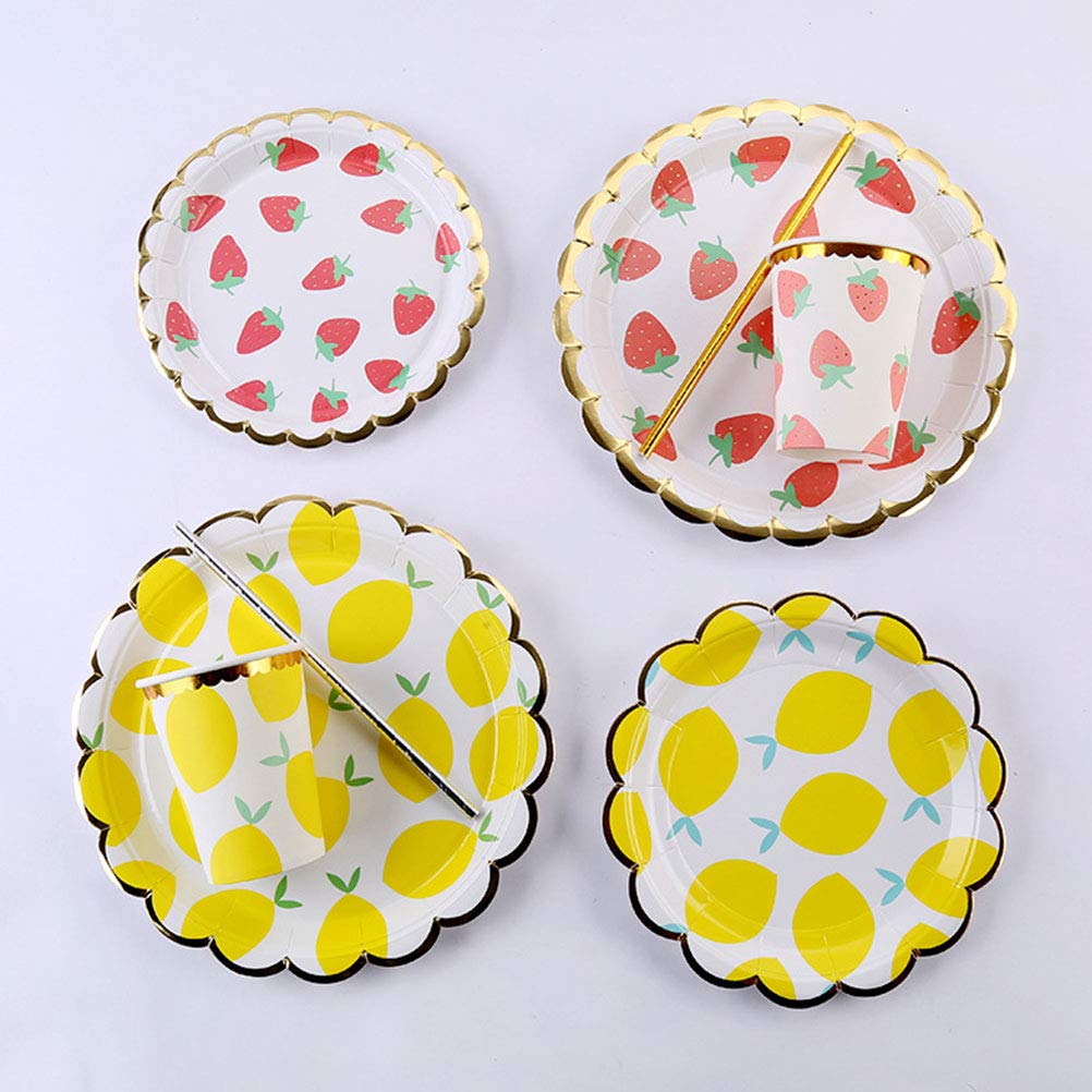20-Pack 7-Inch Disposable Strawberry Paper Plates - Eco-Friendly Party Tableware for Birthday, Picnic, BBQ & Fruit Serving - Bulk Supplies for Events & Gatherings