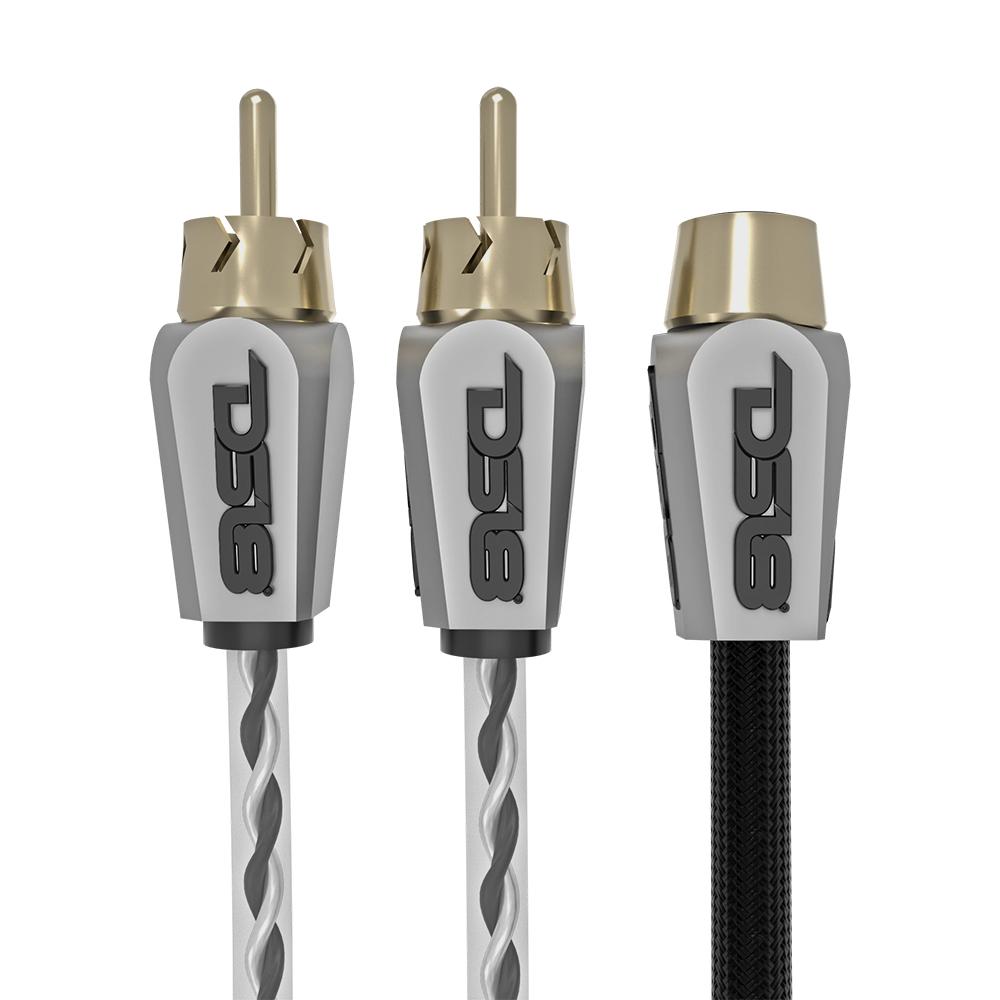 Premium Level 3 RCA Y Splitter Cable - 100% Oxygen-Free Copper (OFC) - 2 Female to 1 Male Connector - Black & Red - for Home Theater, Car Audio & Professional Audio Systems