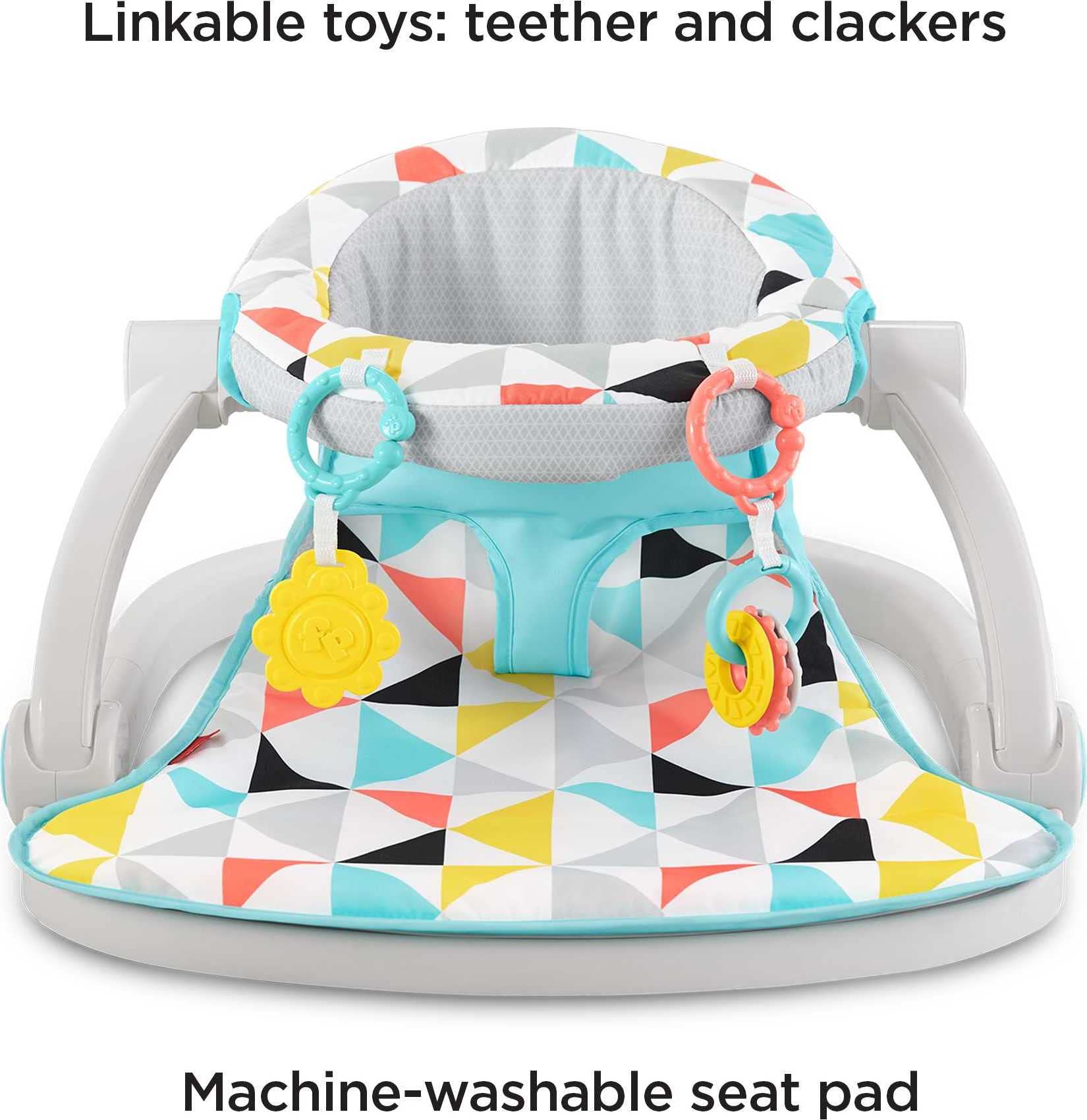 Fisher-Price Sit-Me-Up Floor Seat with Developmental Toys - Portable Baby Chair with Machine Washable Seat Pad for Infants & Toddlers - Perfect for Playtime, Feeding, and Indoor Activities