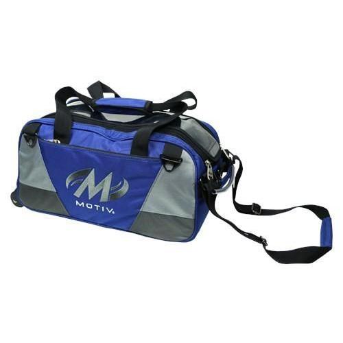 Motiv Ballistix Double Tote Roller Blue Bowling Bag - Premium 2-Ball Bowling Bag with Wheels for Easy Transport - Perfect for League Play & Tournament Travel