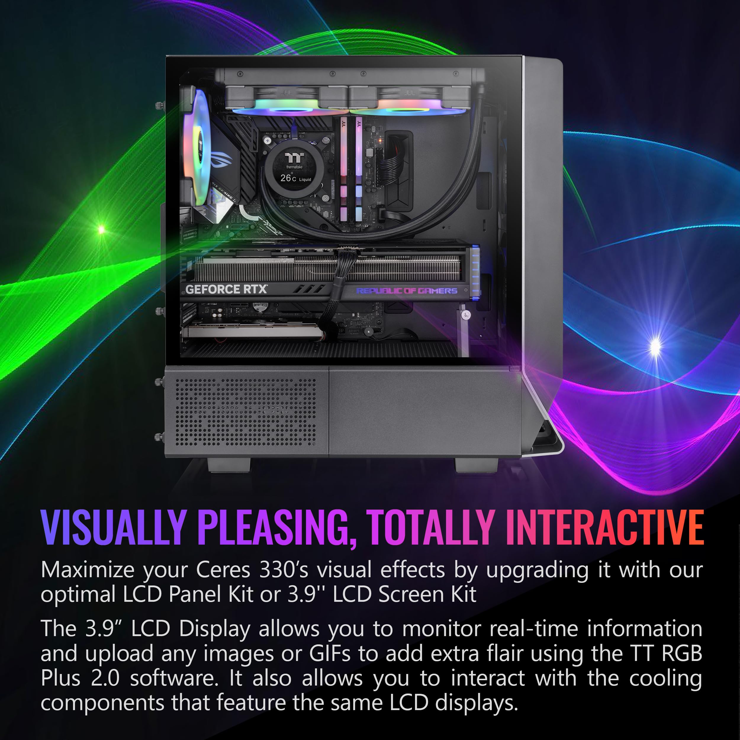 Ceres 330 TG ARGB Black Mid Tower E-ATX Gaming PC Case - Hidden-Connector MB Support, 2 Preinstalled CT140 ARGB Fans, Rotational PCIe Slots (Model CA-1Y2-00M1WN-01) - 3 Year Warranty | Perfect for Gaming Rigs & High-Performance PC Builds