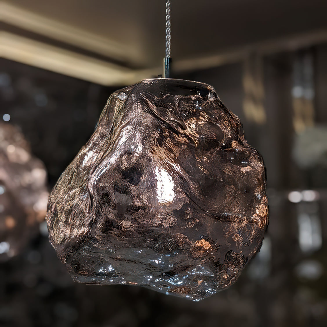 Minimalist Ice Cube Glass Pendant Lamp - Modern Scandinavian Style Hanging Light for Living Room, Bedroom, Dining Room & Office Decor