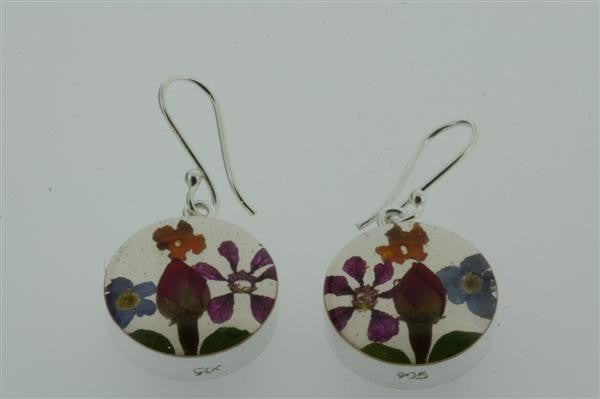 Handmade Resin Flower Earrings - Sterling Silver Circle Hoops for Women - Perfect for Weddings, Parties & Everyday Wear