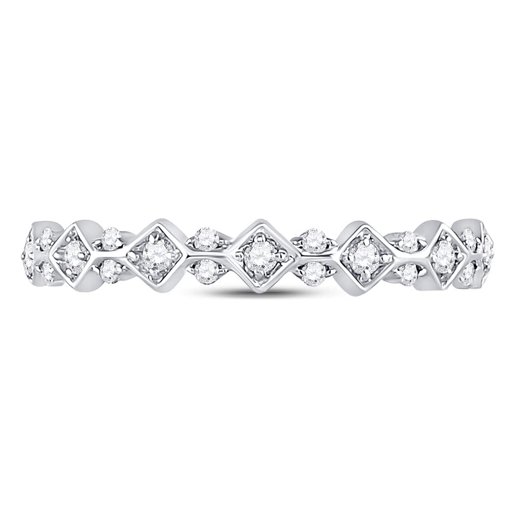 10K White Gold Women's Round Diamond Stackable Band Ring - 1/6 CTTW - Perfect for Wedding Bands, Anniversary Gifts & Everyday Elegance