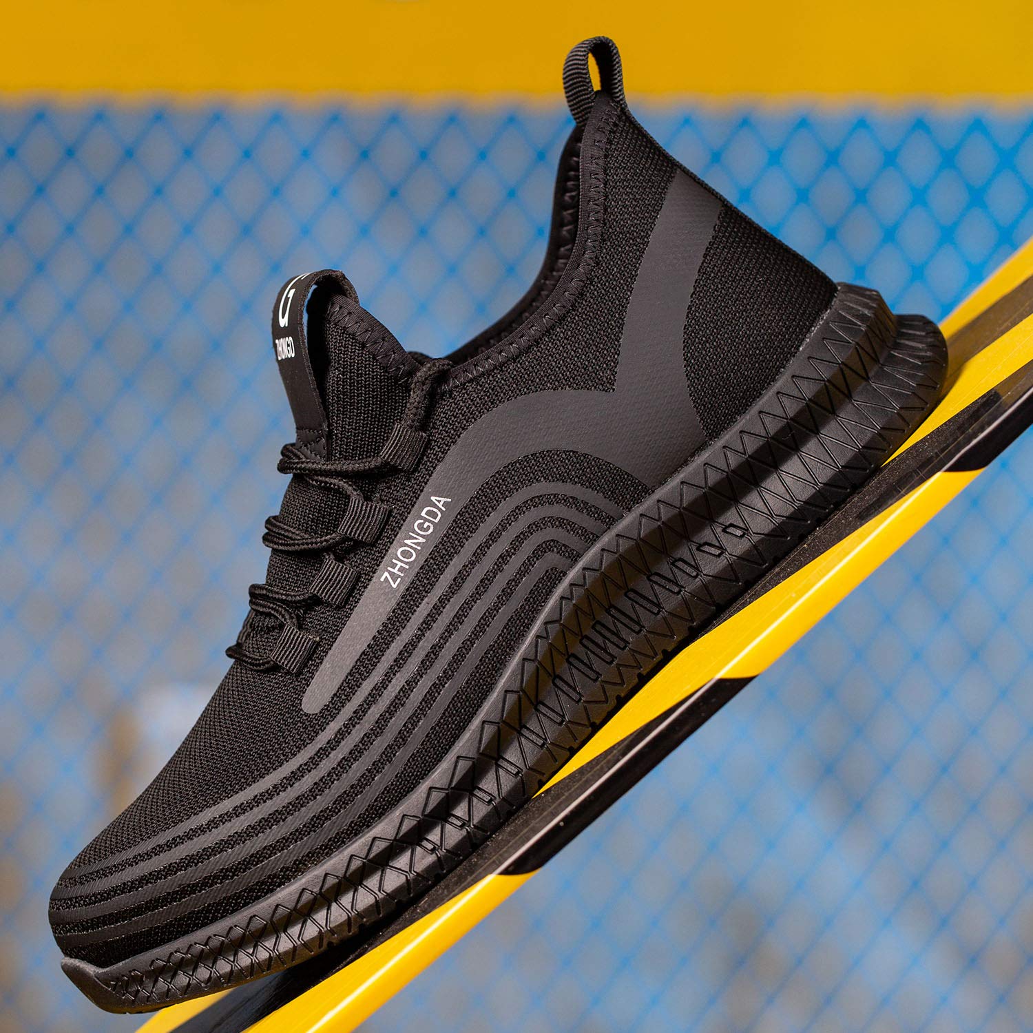 Men's Steel Toe Work Shoes - Breathable & Lightweight Safety Shoes for Industrial Construction - Slip Resistant Soft Toe Protection (Black/Grey, Size 10) - Perfect for Warehouse, Factory & Outdoor Labor Jobs