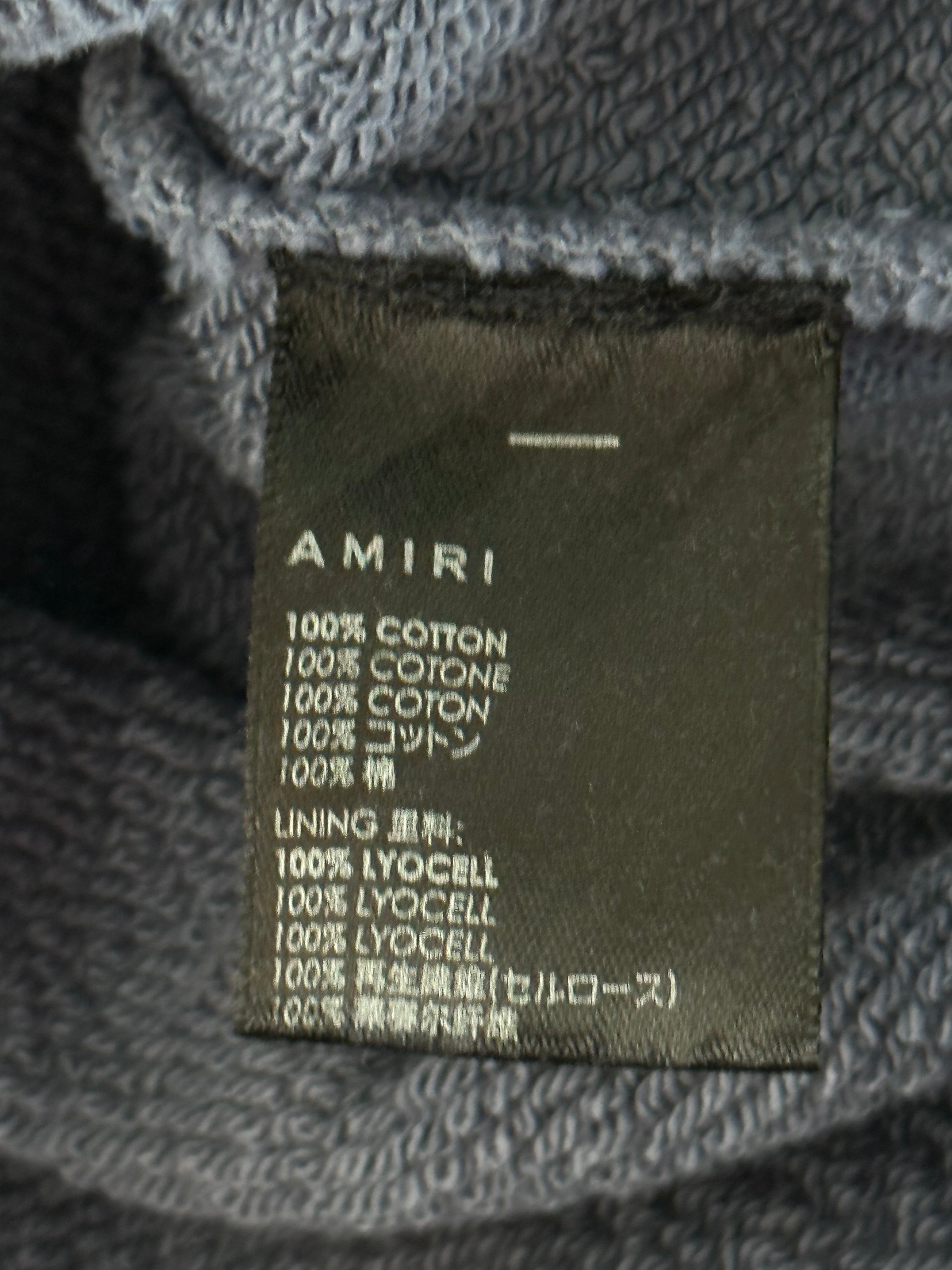 Amiri Blue & White Distressed Logo Hoodie - Men's Premium Streetwear Pullover for Casual & Urban Style | Perfect for Everyday Wear & Fashion Outfits