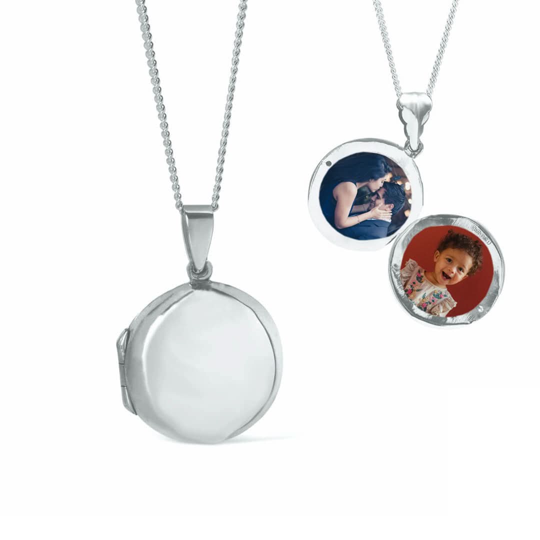 Men's Round Locket Necklace 925 Sterling Silver White Gold Plated - Perfect for Anniversary Gifts, Valentine's Day & Special Occasions